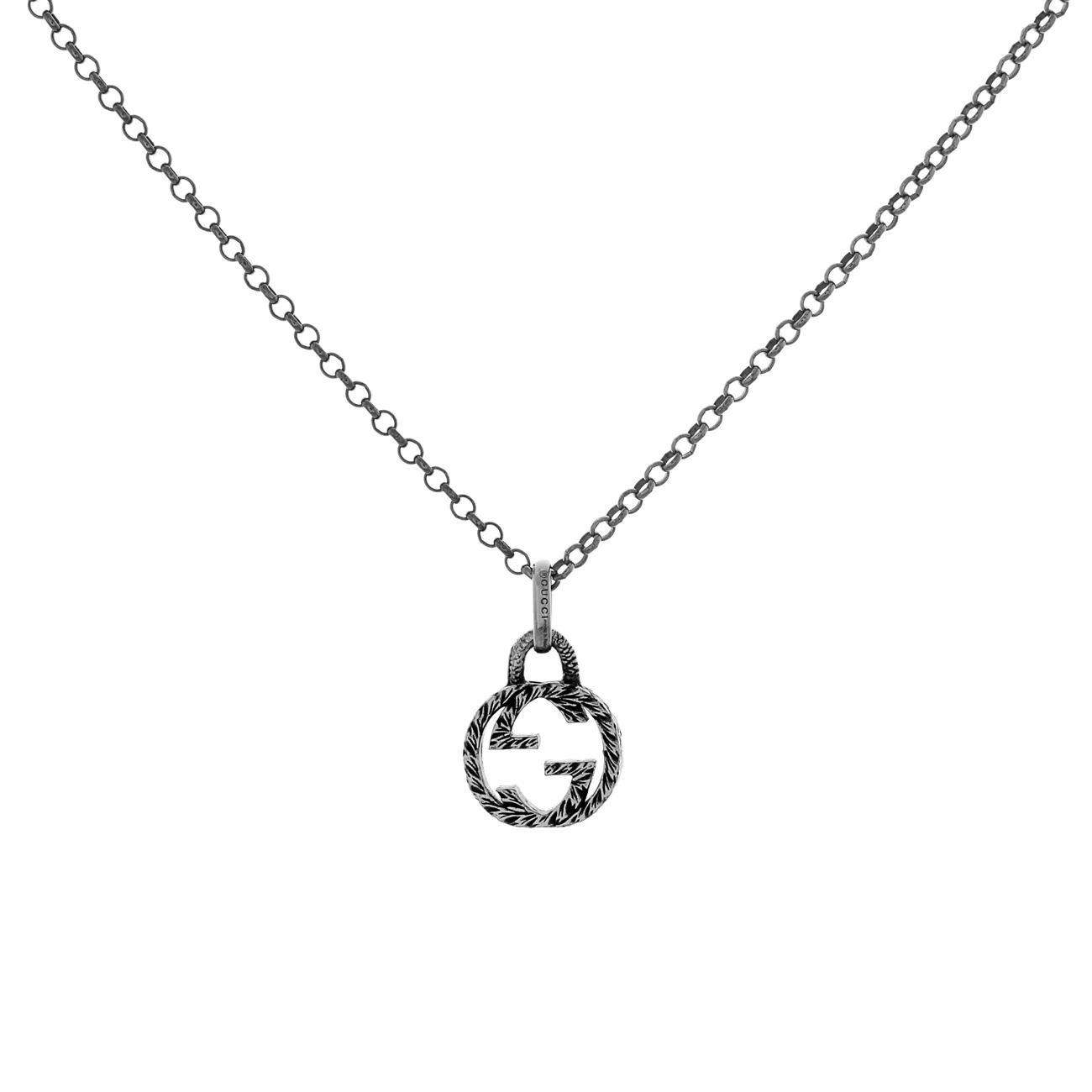 Gucci Sterling Silver Interlocking G Pendant Necklace