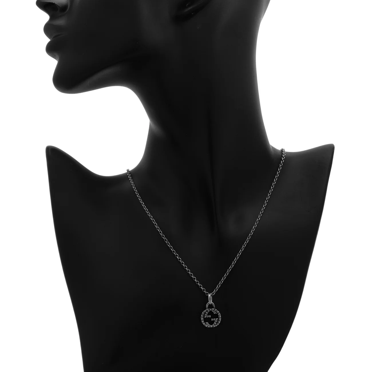 Gucci Sterling Silver Interlocking G Pendant Necklace - Image 3