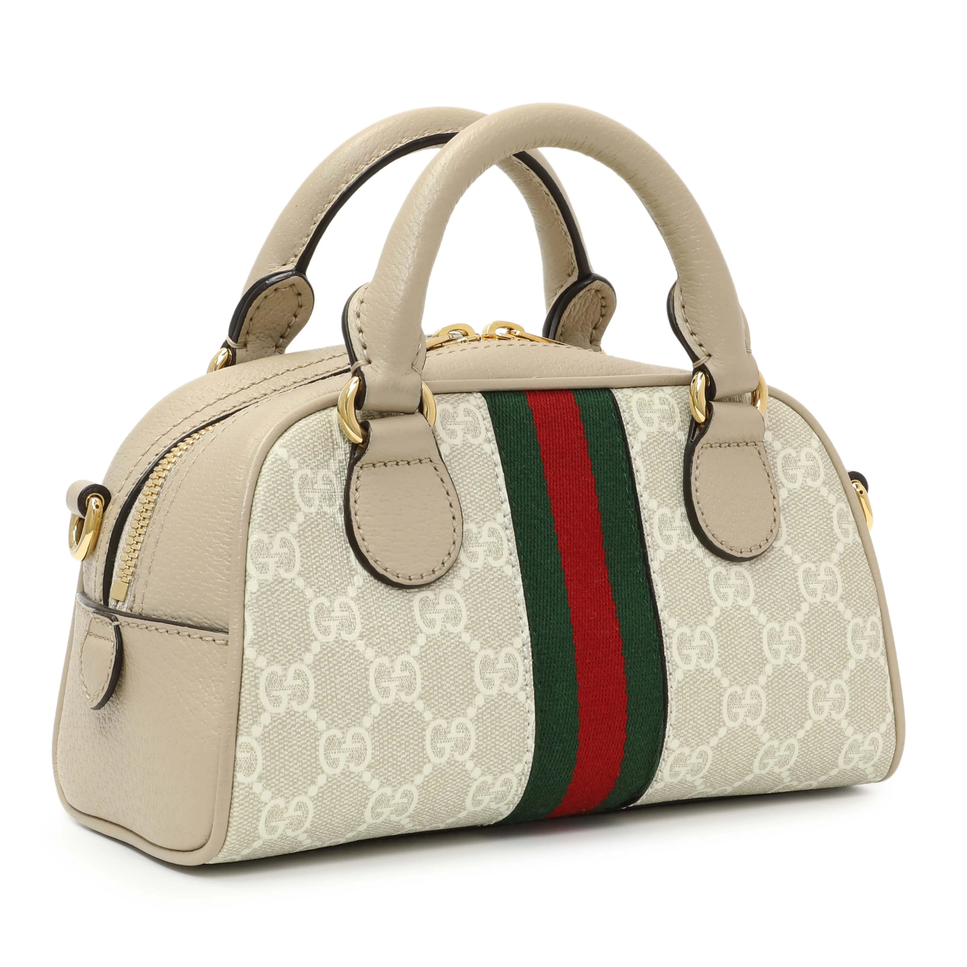 Gucci Supreme Monogram Dollar Calfskin Web Mini Ophidia Top Handle Bowler Bag - Image 2