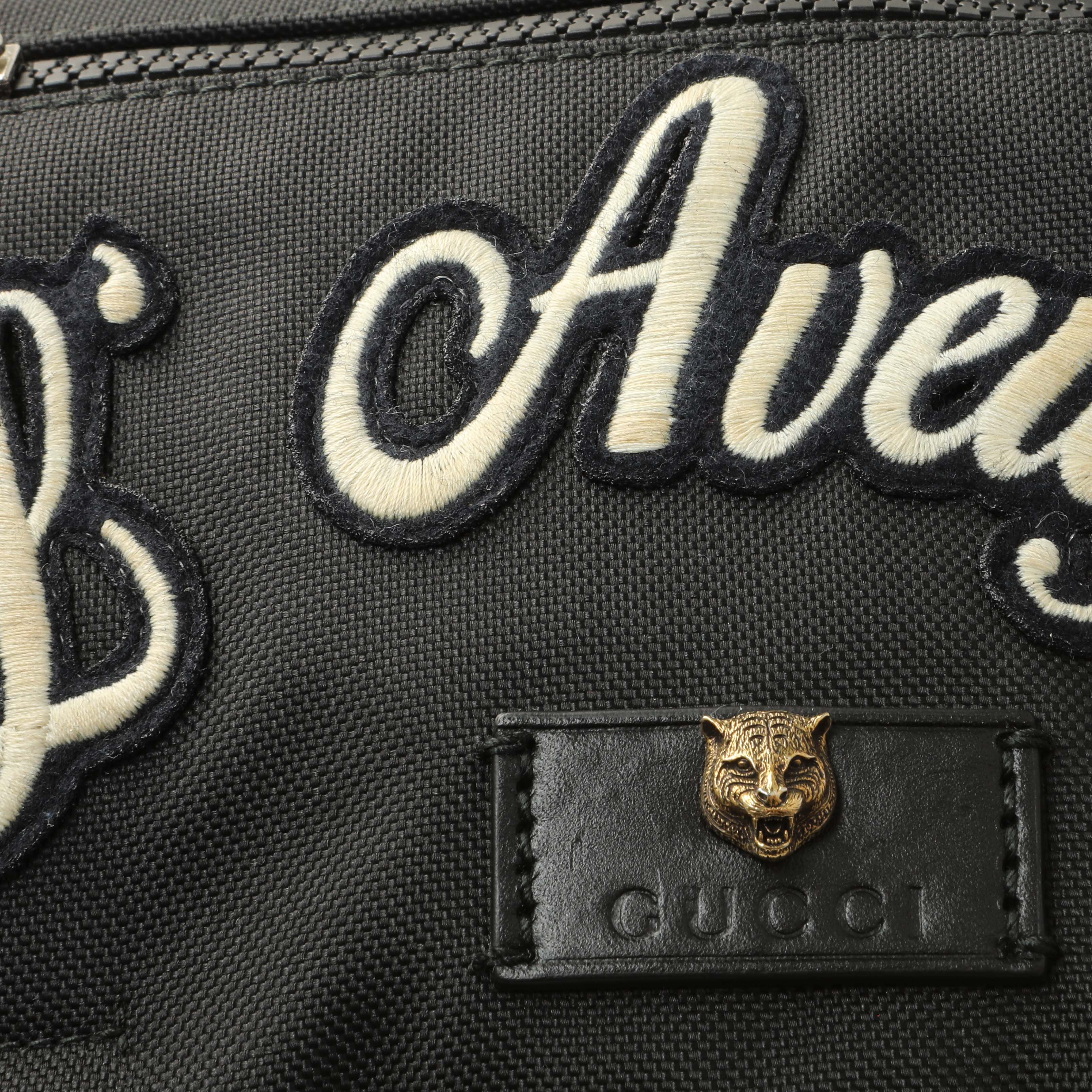 Gucci Techno Canvas Web L'Aveugle Par Amour Embroidered Double Buckle Backpack - Image 7