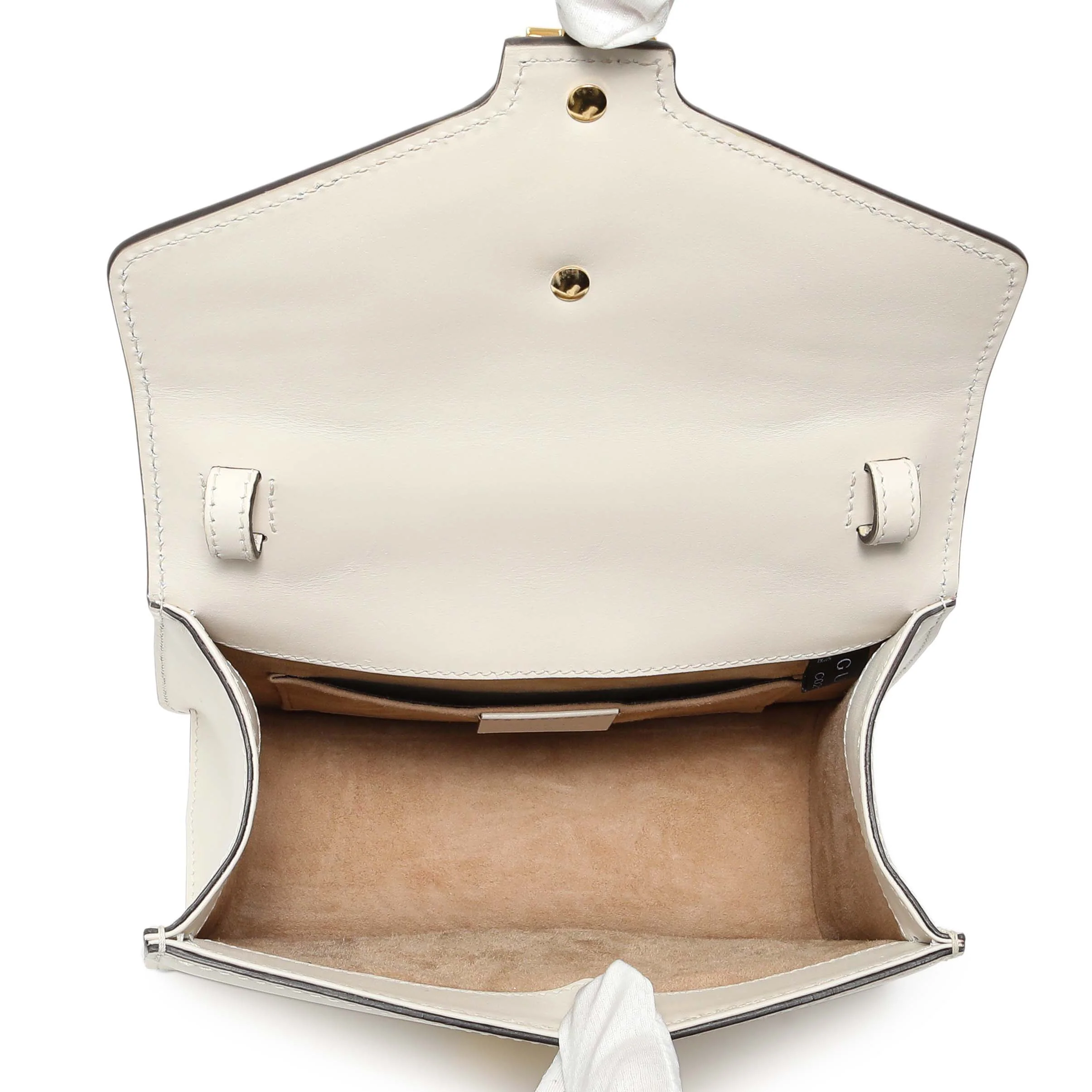 Gucci White Calfskin Mini Sylvie Top Handle Bag - Image 4