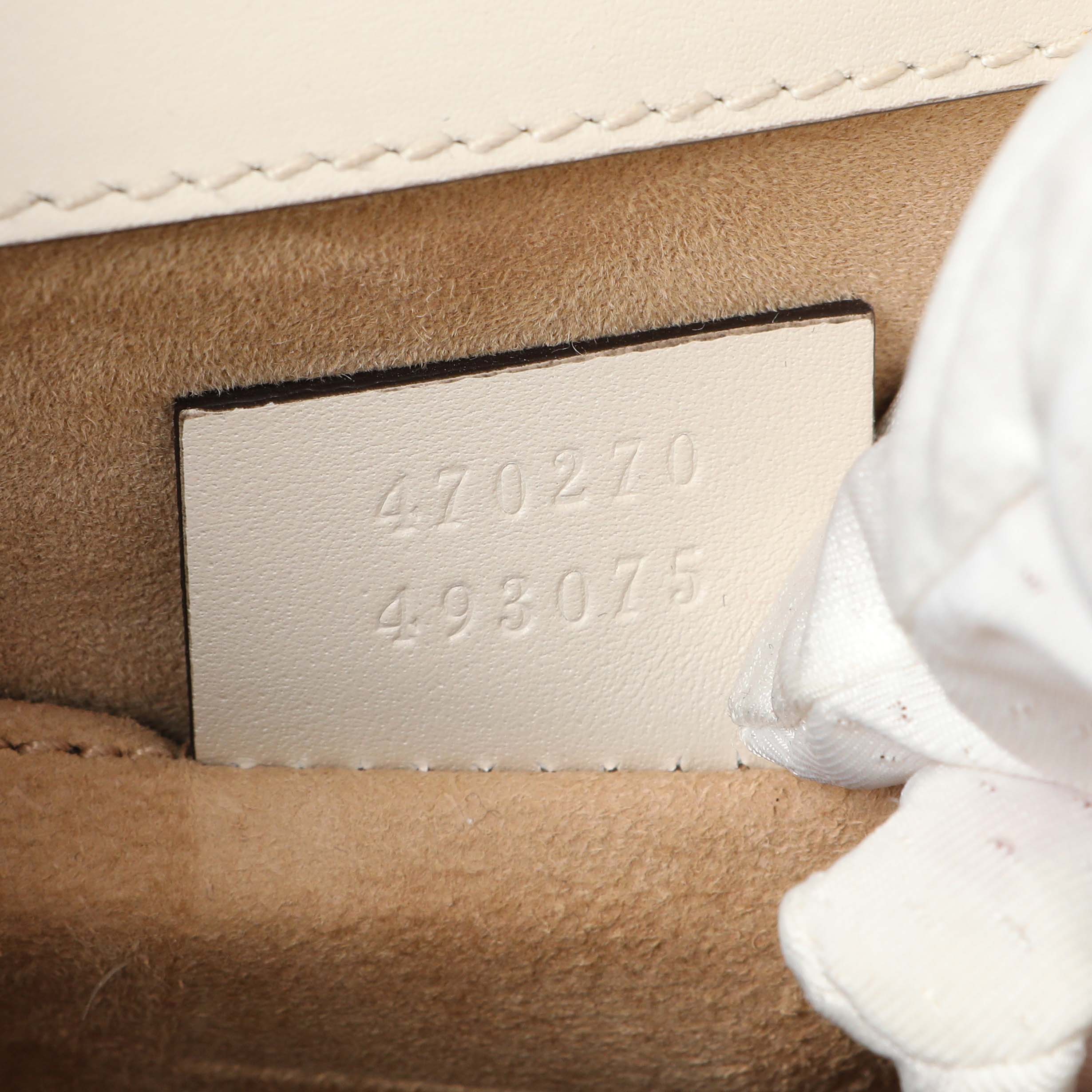 Gucci White Calfskin Mini Sylvie Top Handle Bag - Image 6