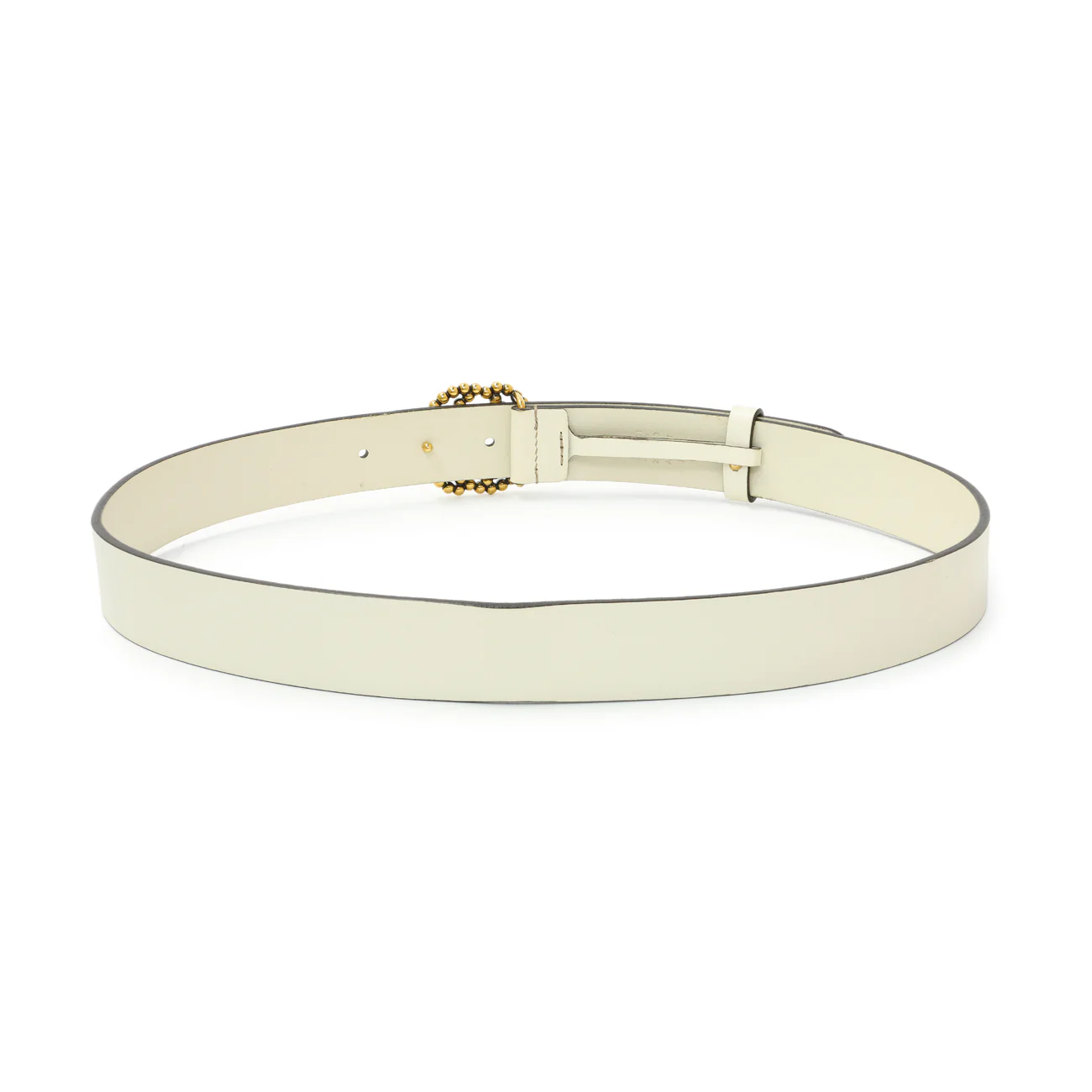 Gucci White Calfskin Studded Interlocking G 30mm Belt - Image 2