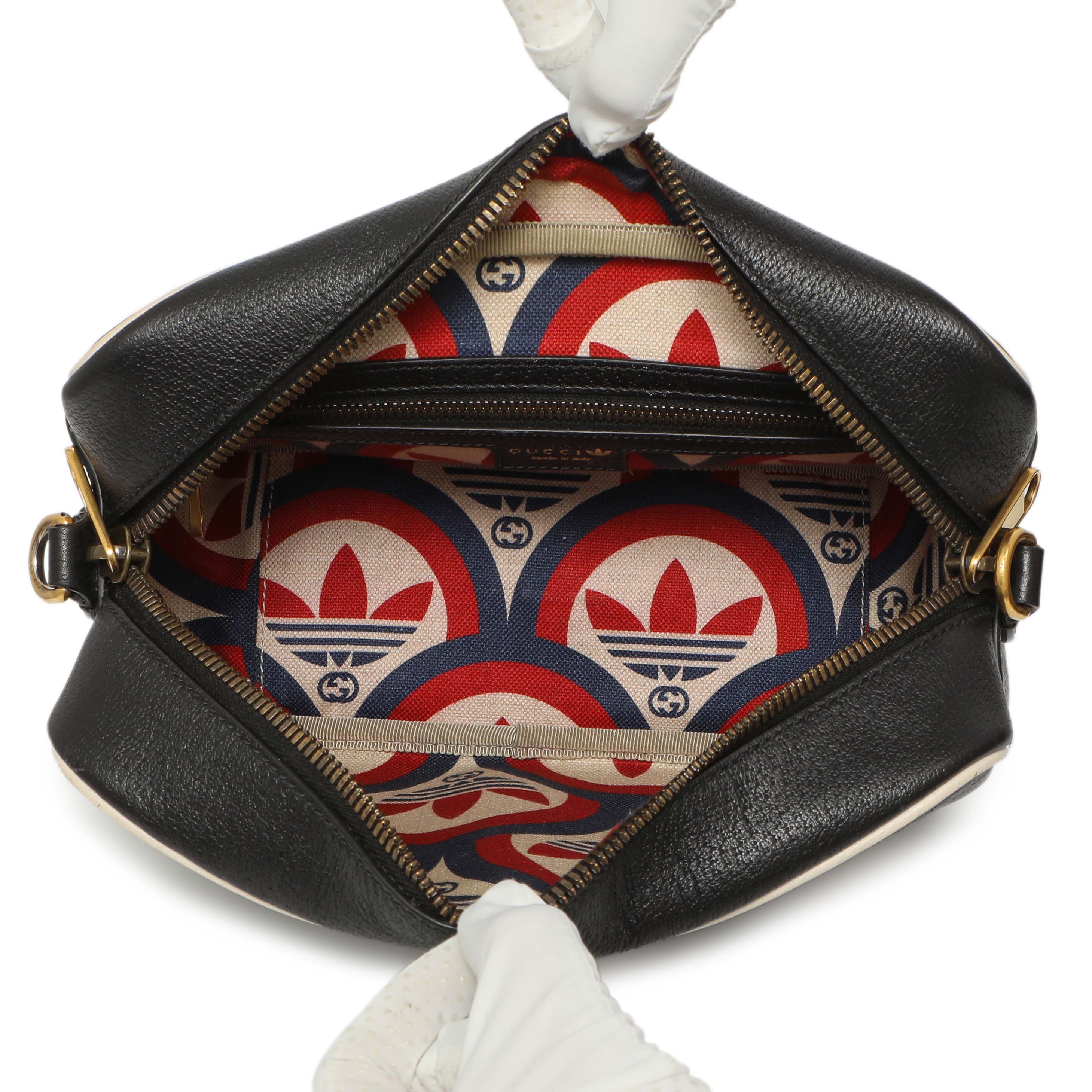 Gucci X Adidas Textured Dollar Calfskin Web Trefoil Logo Small Messenger Bag - Image 8