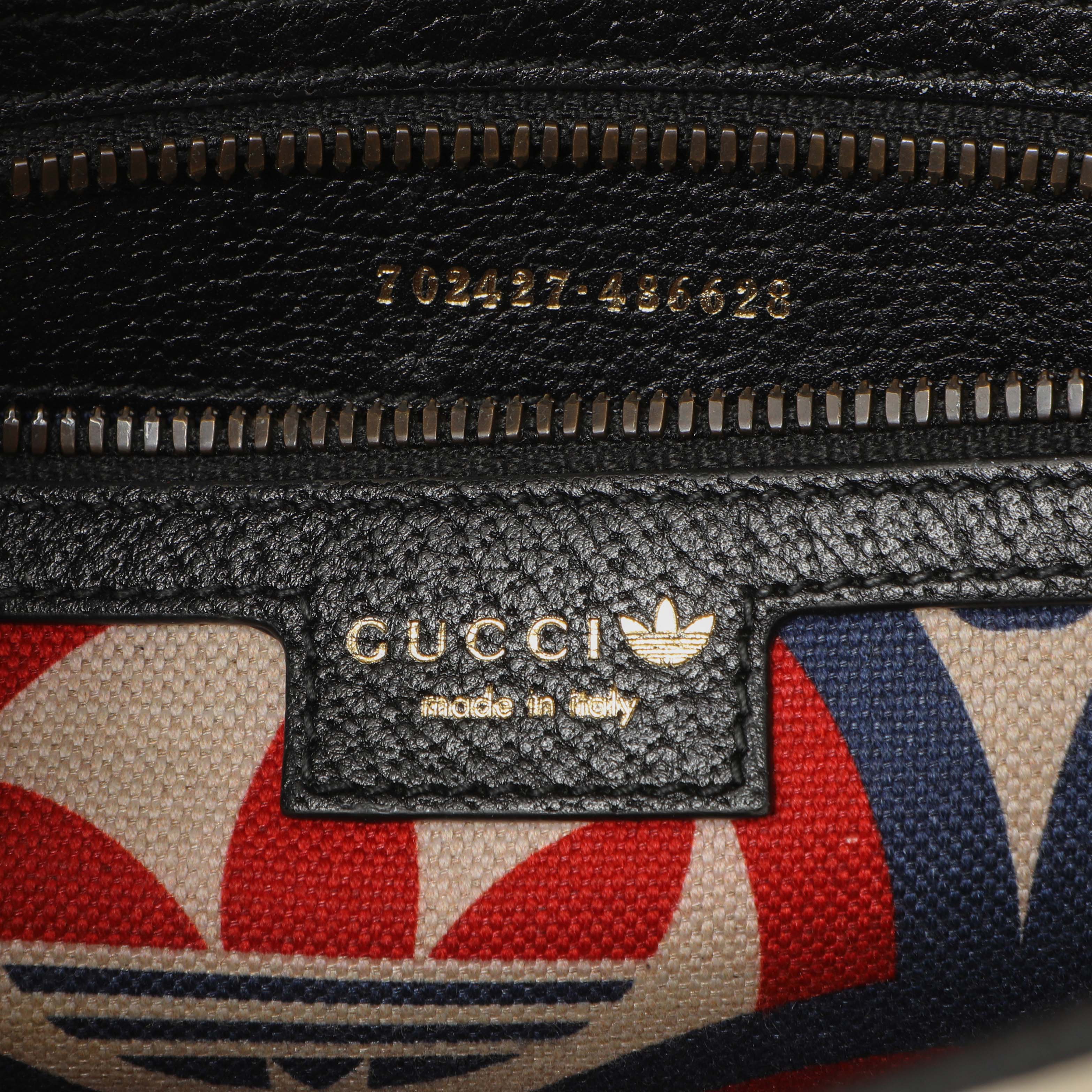 Gucci X Adidas Textured Dollar Calfskin Web Trefoil Logo Small Messenger Bag - Image 9