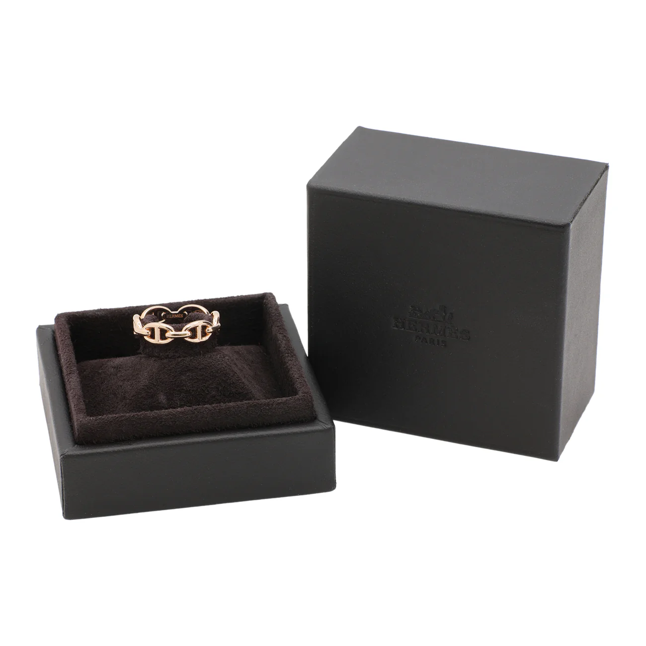 Hermes 18K Rose Gold PM Chaine d'Ancre Enchainee Ring - Image 3
