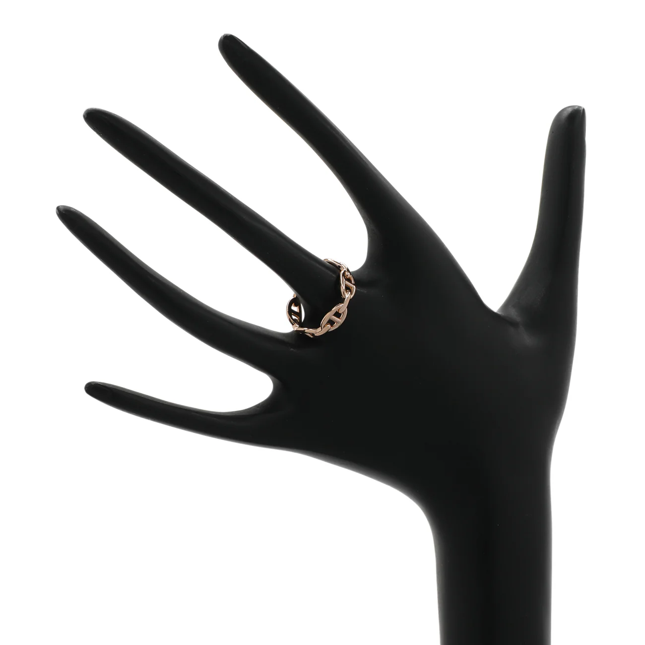 Hermes 18K Rose Gold PM Chaine d'Ancre Enchainee Ring - Image 4