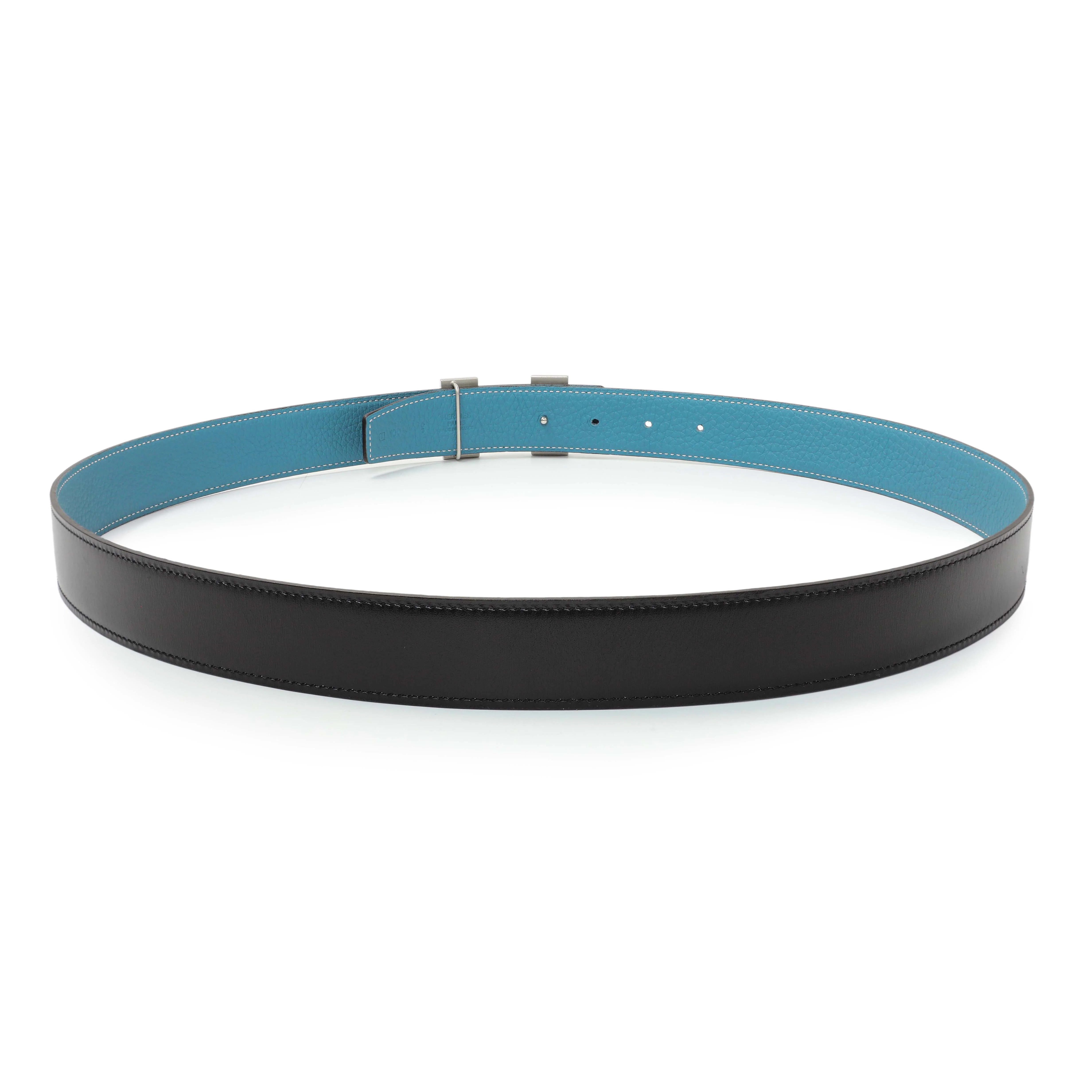 Hermes Black/Blue Box/Togo H Belt - Image 2