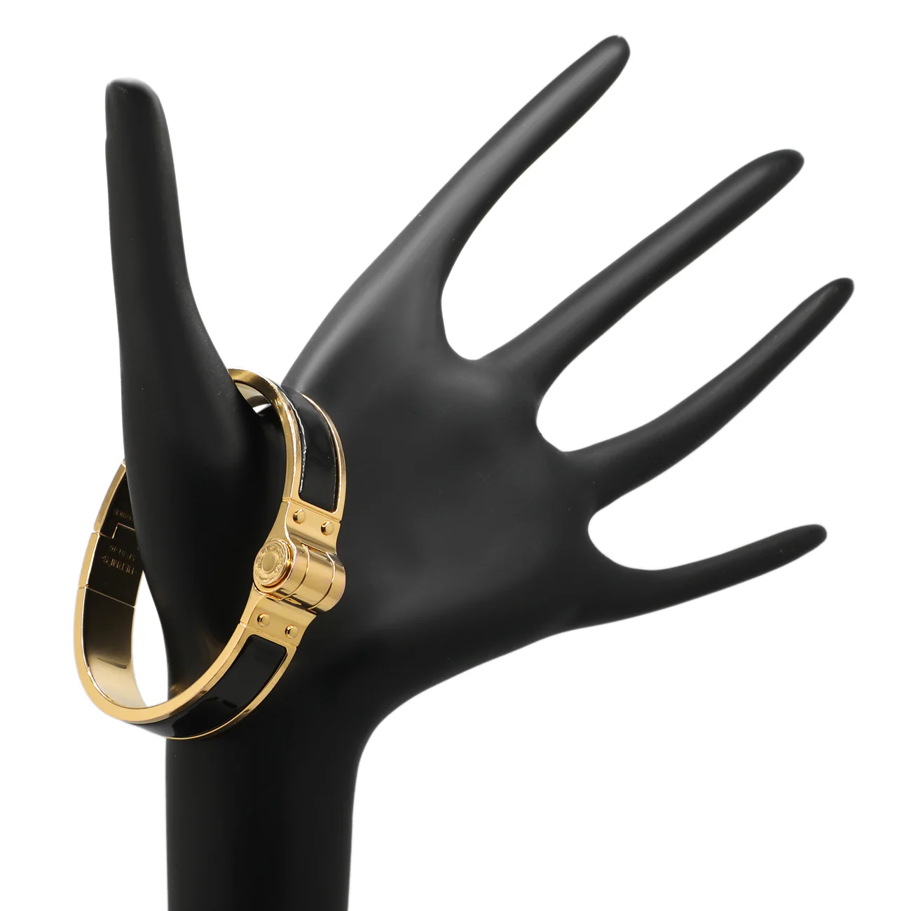 Hermes Black Enamel Charniere Uni Narrow Hinged Bracelet - Image 3