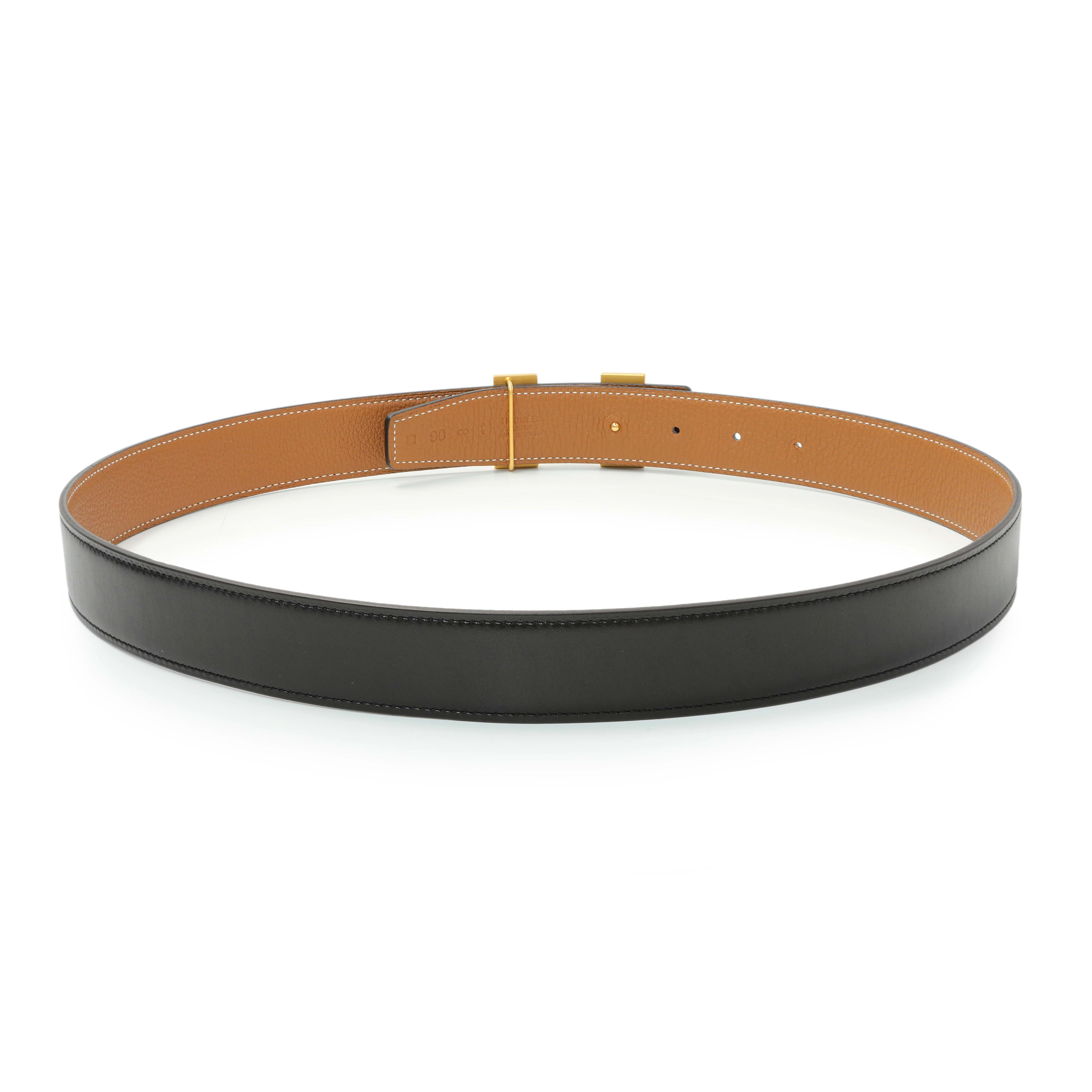 Hermes Black Gold Box Togo 32mm H Belt - Image 2