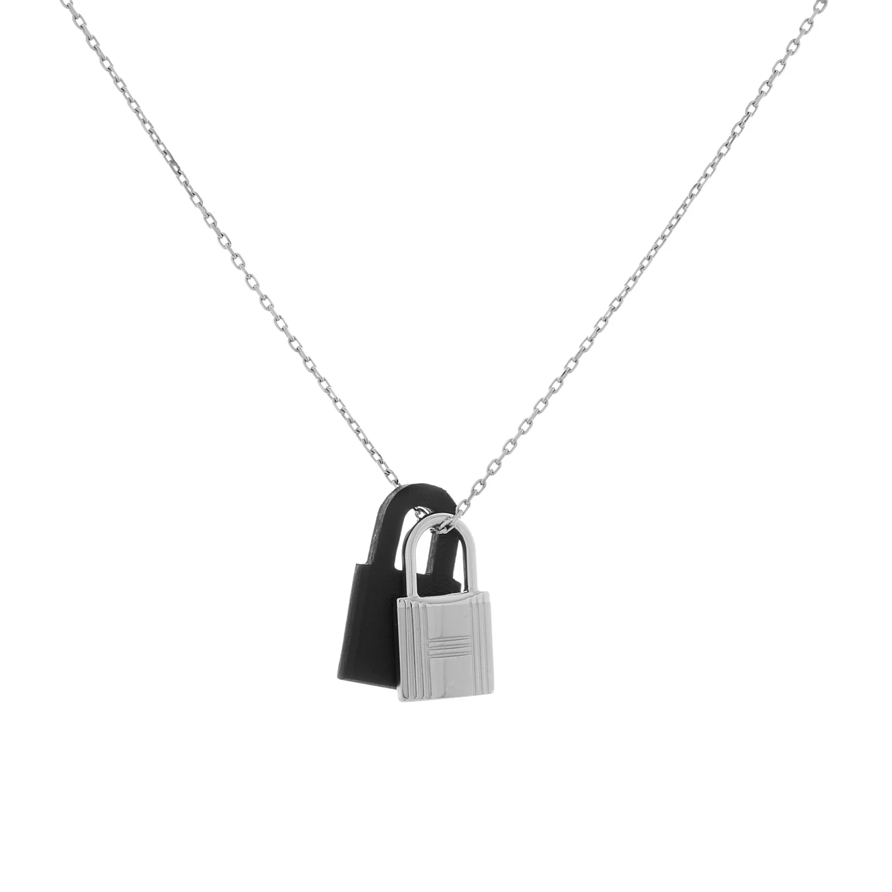 Hermes Black Swift O'Kelly Pendant Necklace
