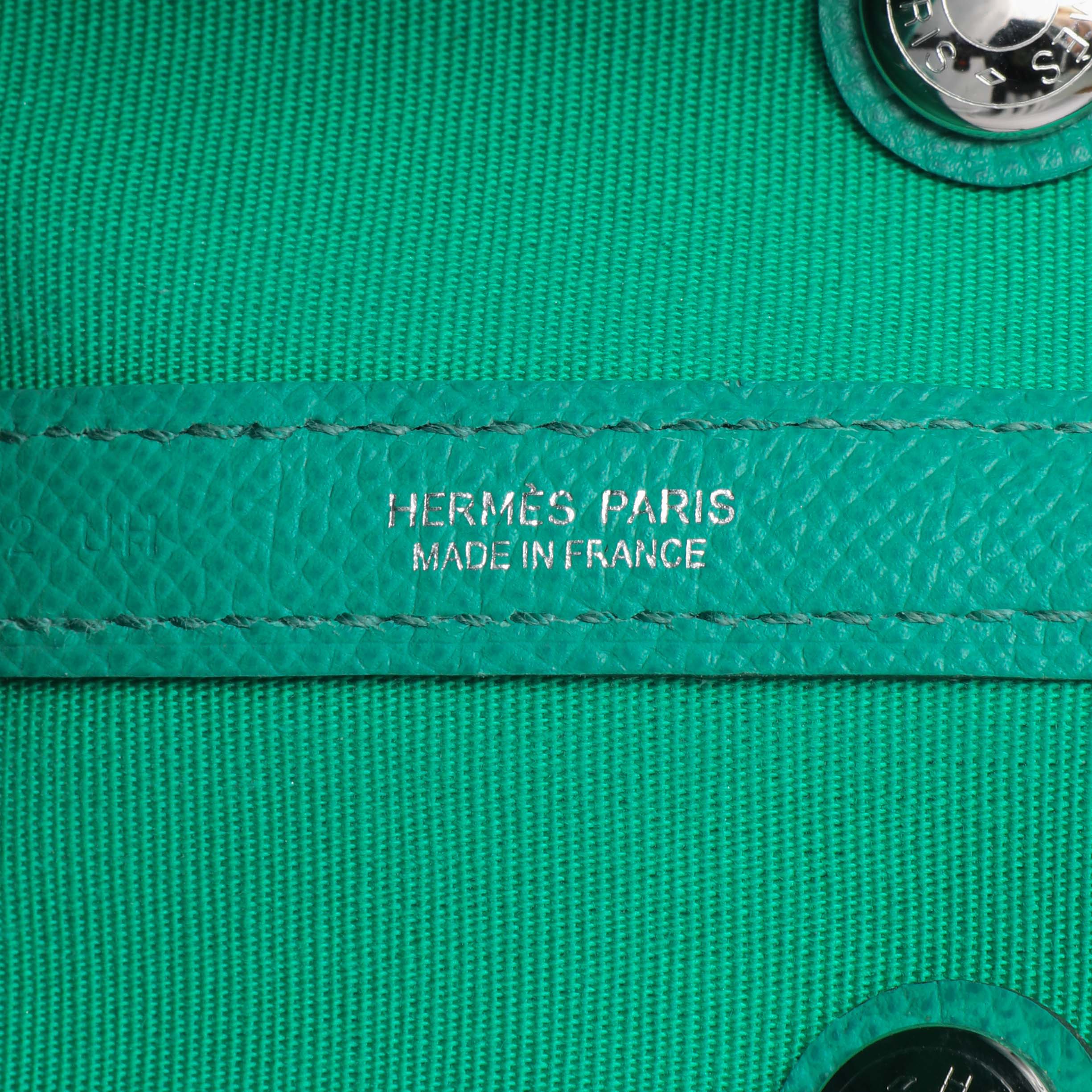 Hermes Bleu Azteque Menthe Toile Officier Epsom Garden Party 30 TPM - Image 9