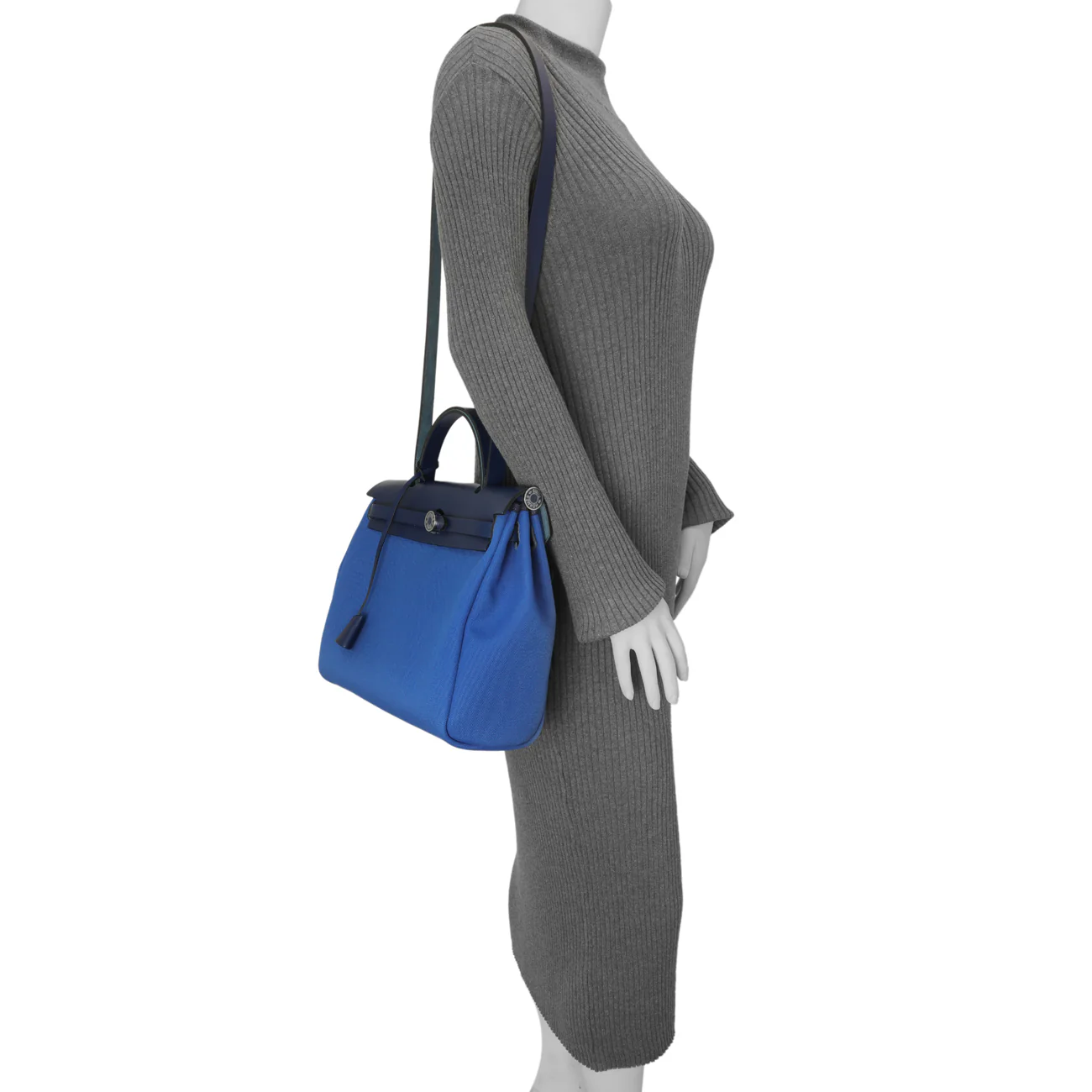 Hermes Bleu Bill Toile Herbag Zip Retourne 31 - Image 11
