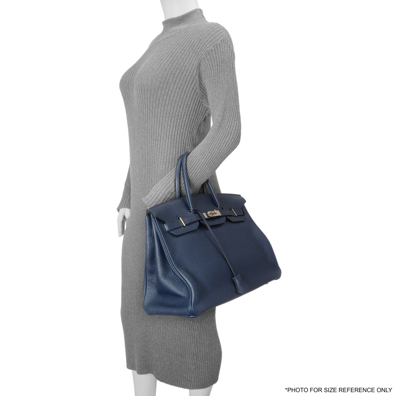Hermes Bleu Saphir Clemence Birkin 35 - Image 14
