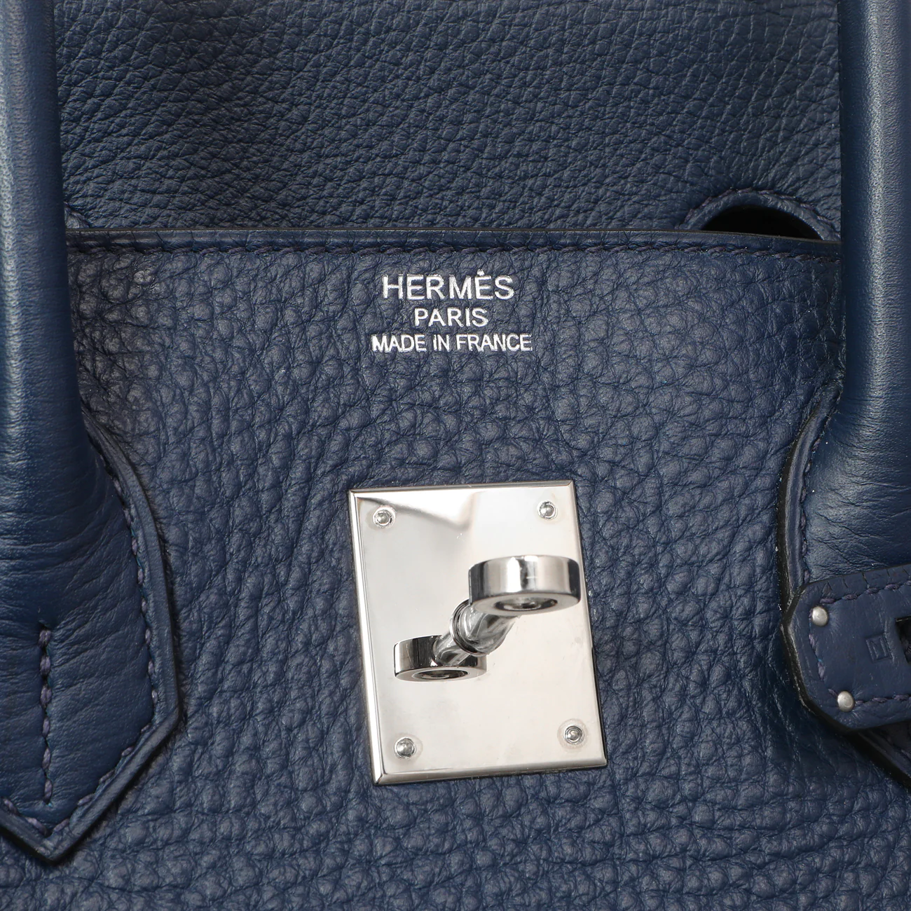 Hermes Bleu Saphir Clemence Birkin 35 - Image 9