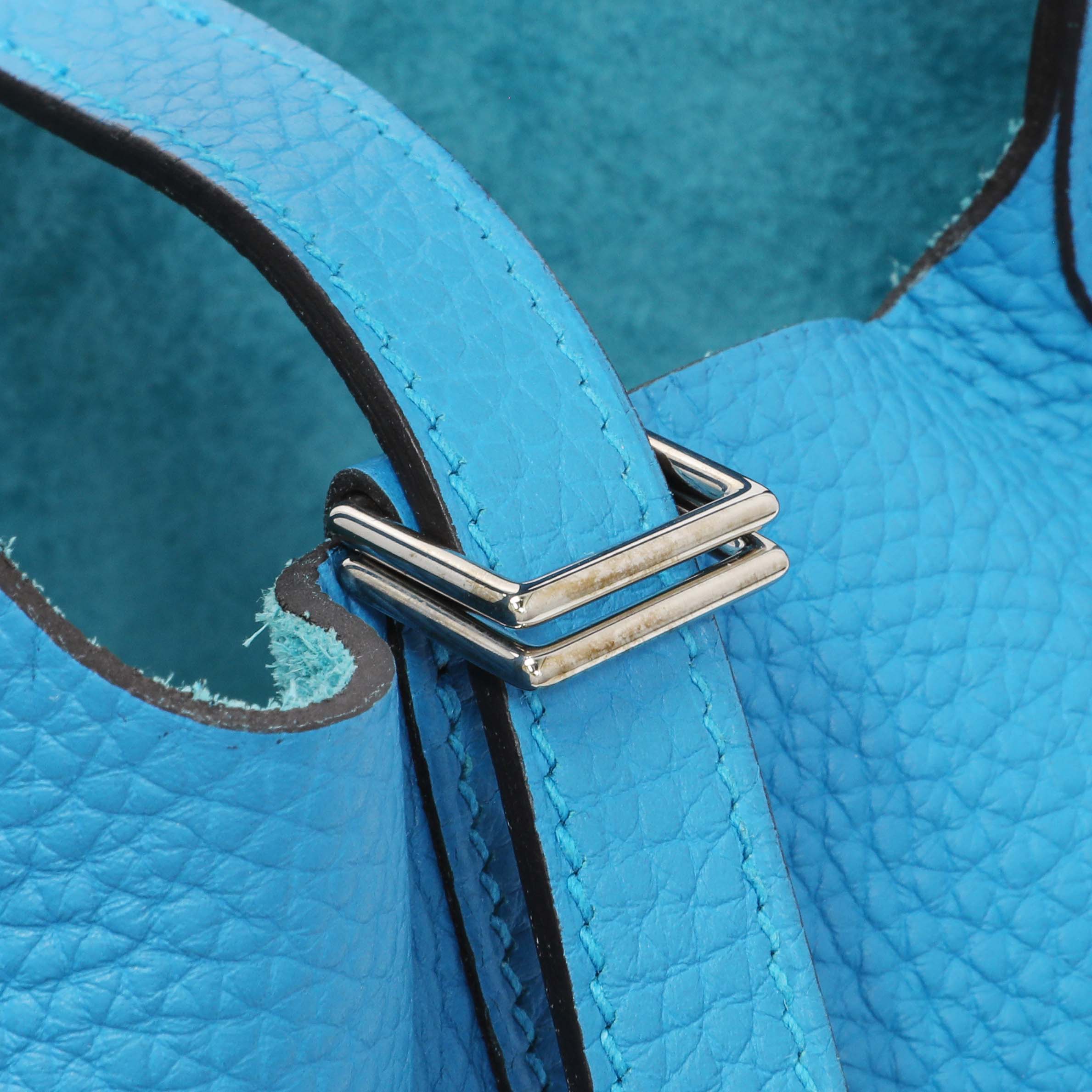 Hermes Bleu Zanzibar Clemence Picotin Lock 18 PM - Image 11