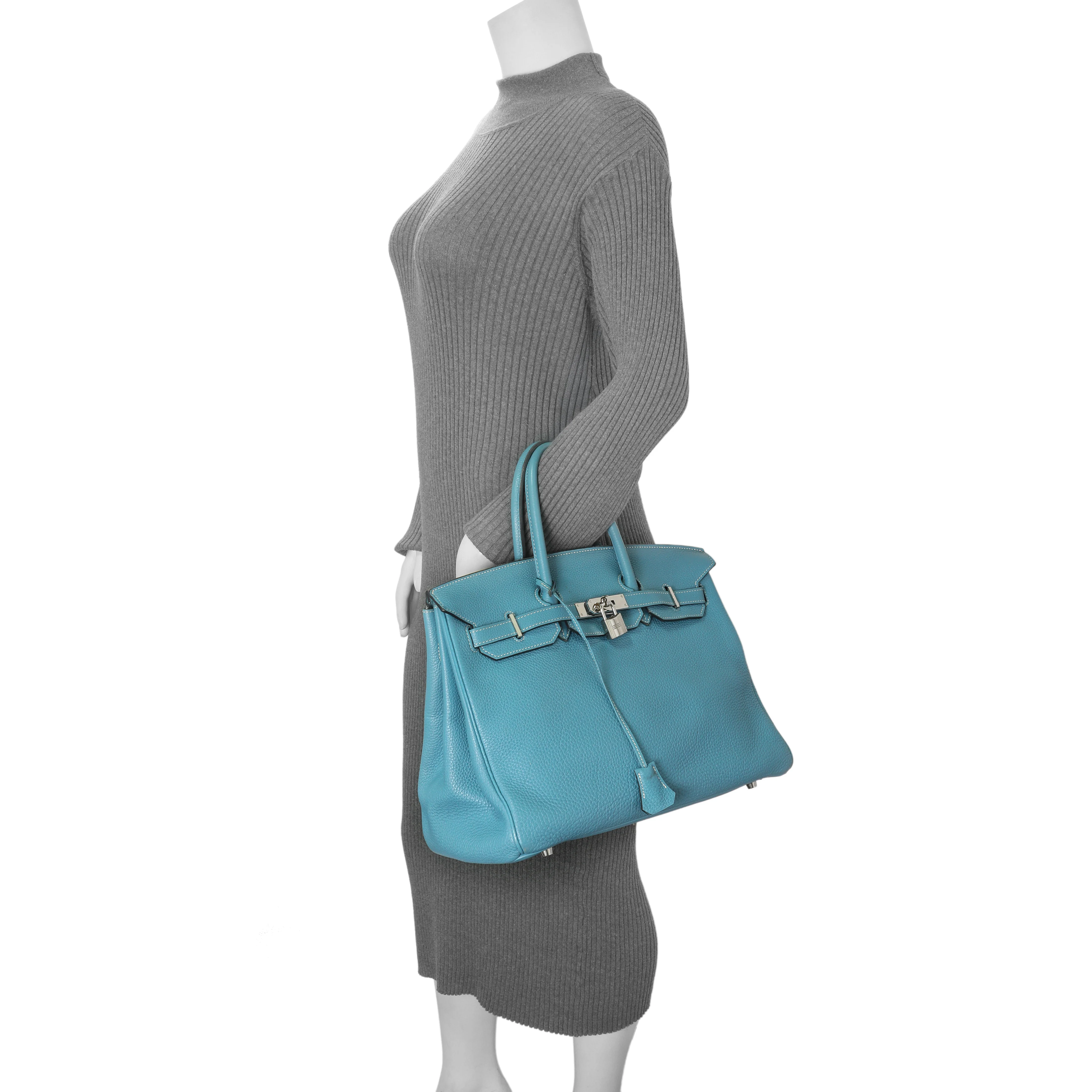 Hermes Blue Jean Clemence Birkin 35 - Image 15