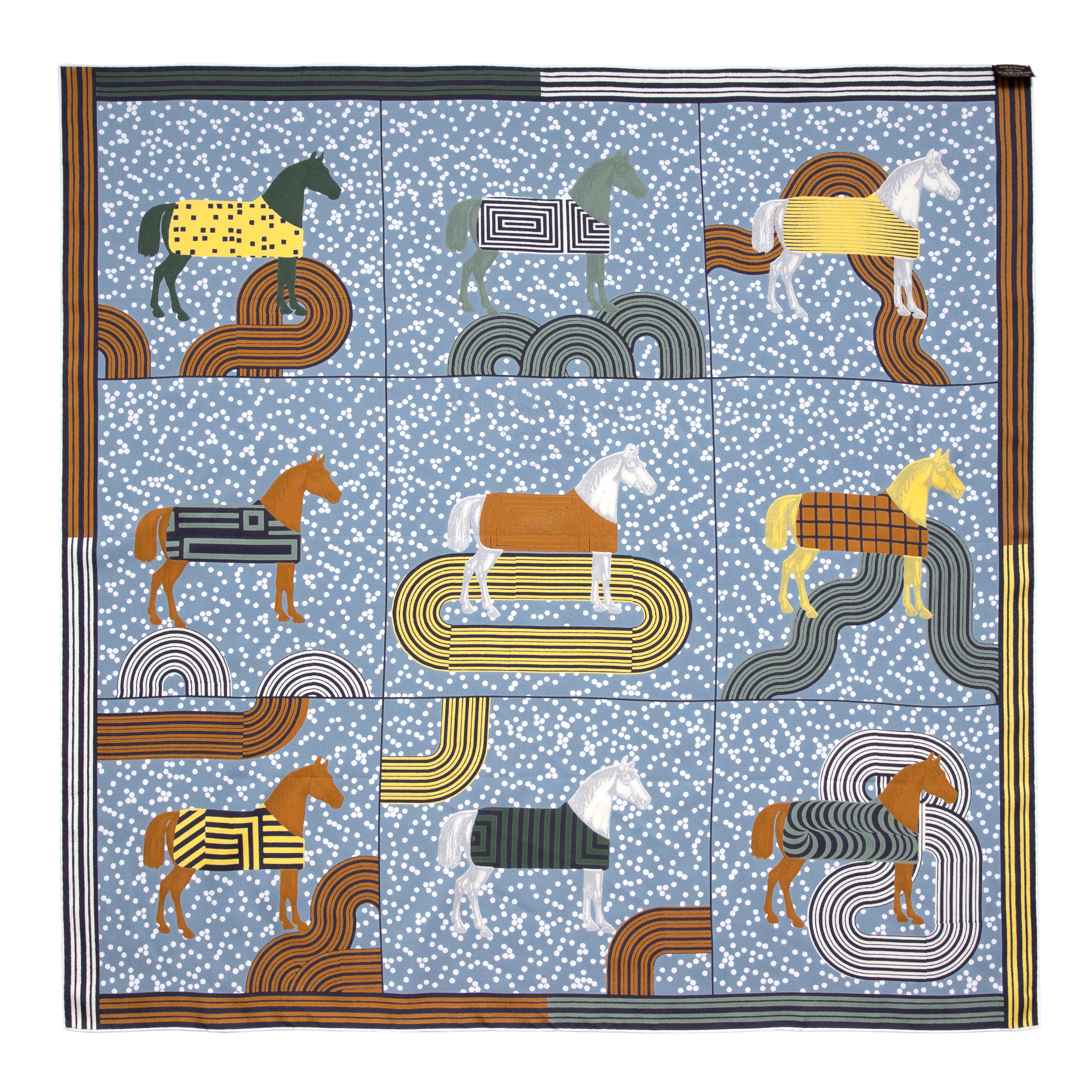 Hermes Blue Silk Garde Robe Pop Scarf 90 - Image 3