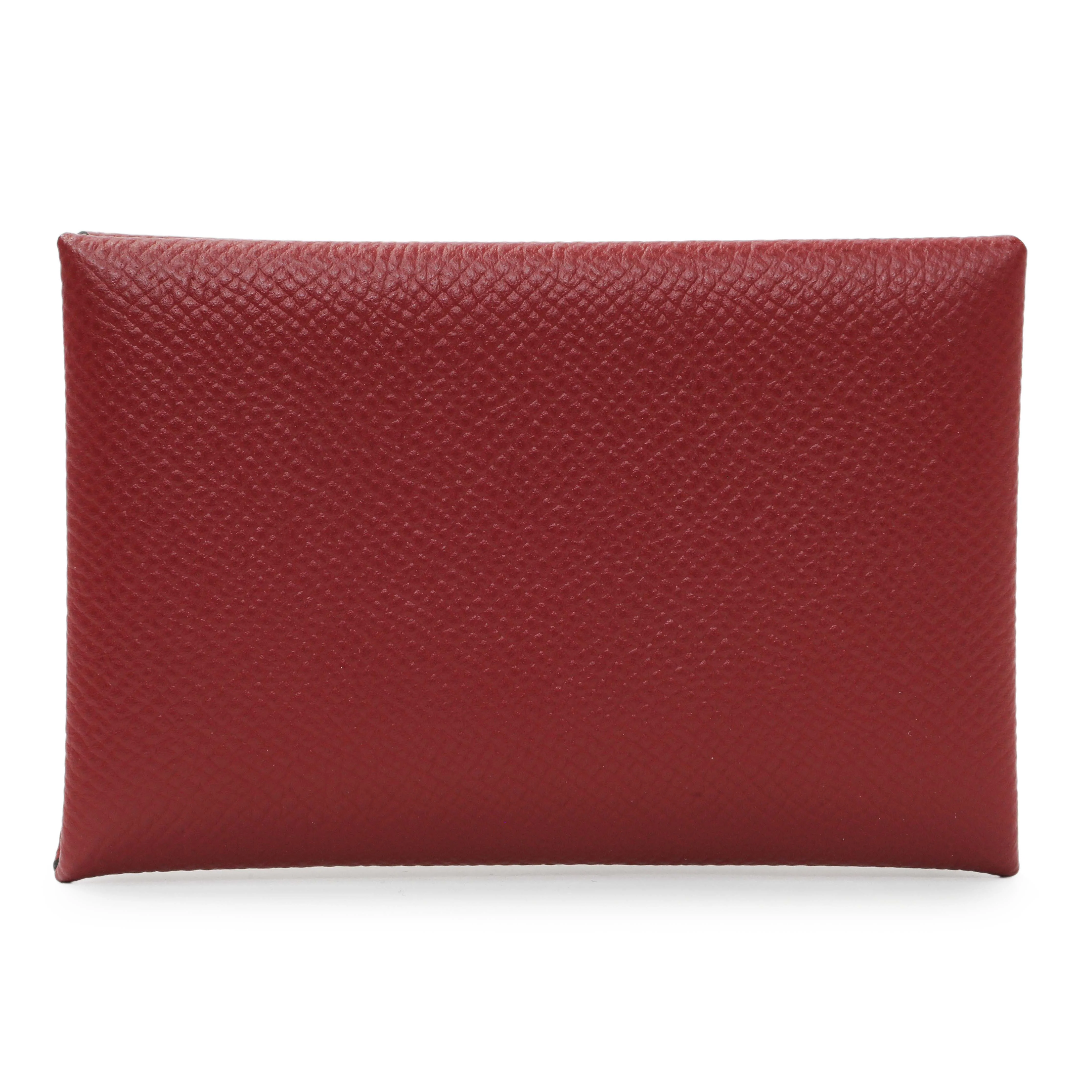 Hermes Burgundy Epsom Calvi Card Case