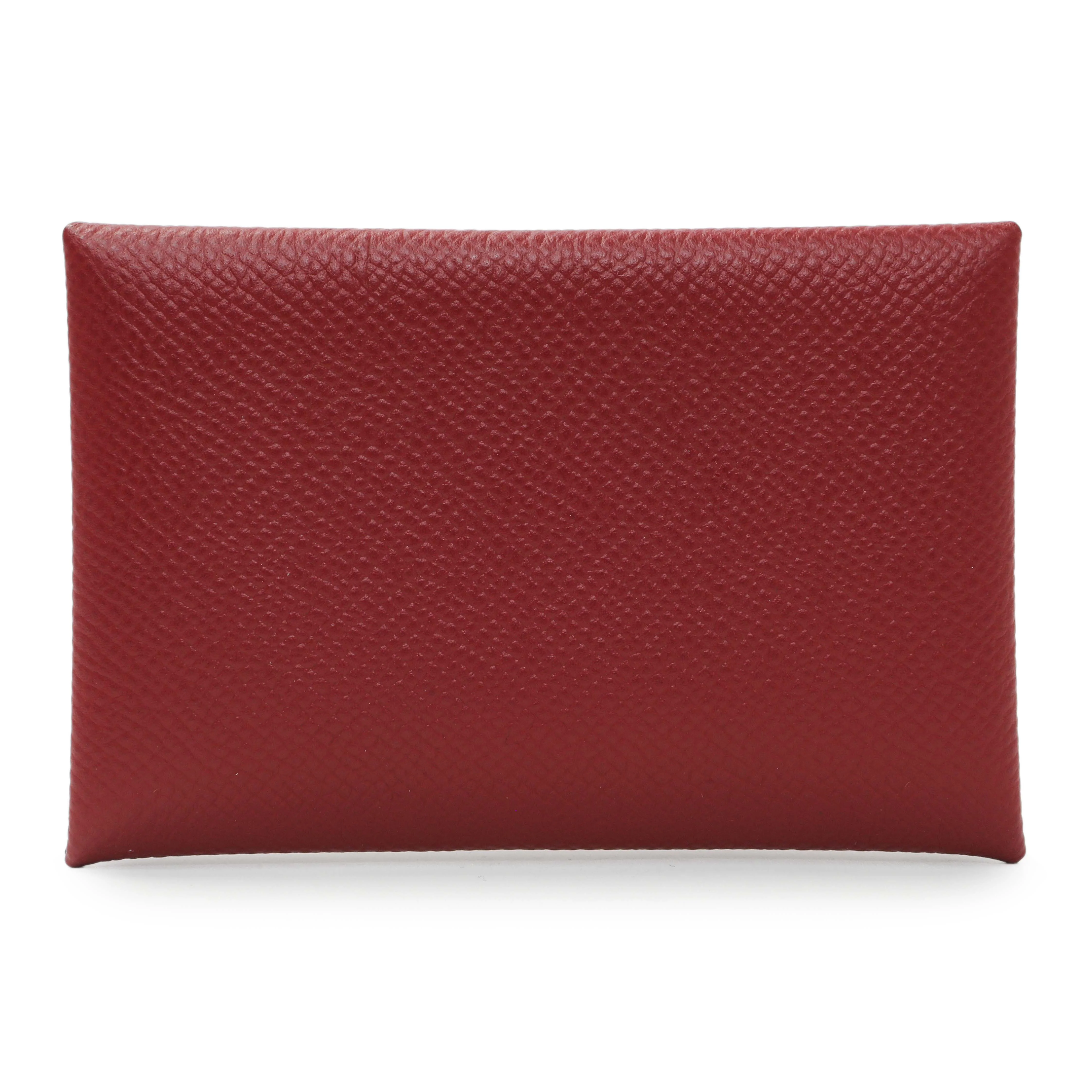 Hermes Burgundy Epsom Calvi Card Case - Image 2