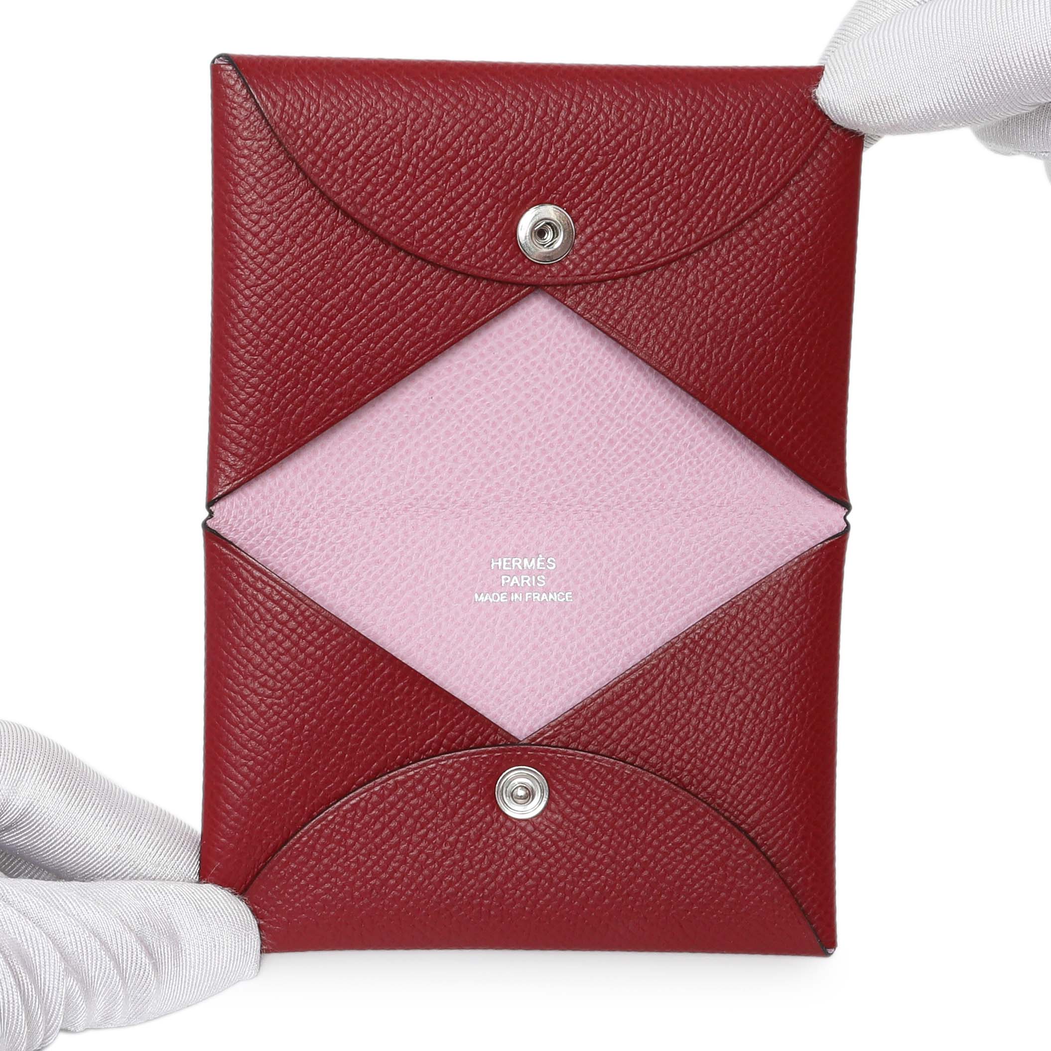 Hermes Burgundy Epsom Calvi Card Case - Image 4