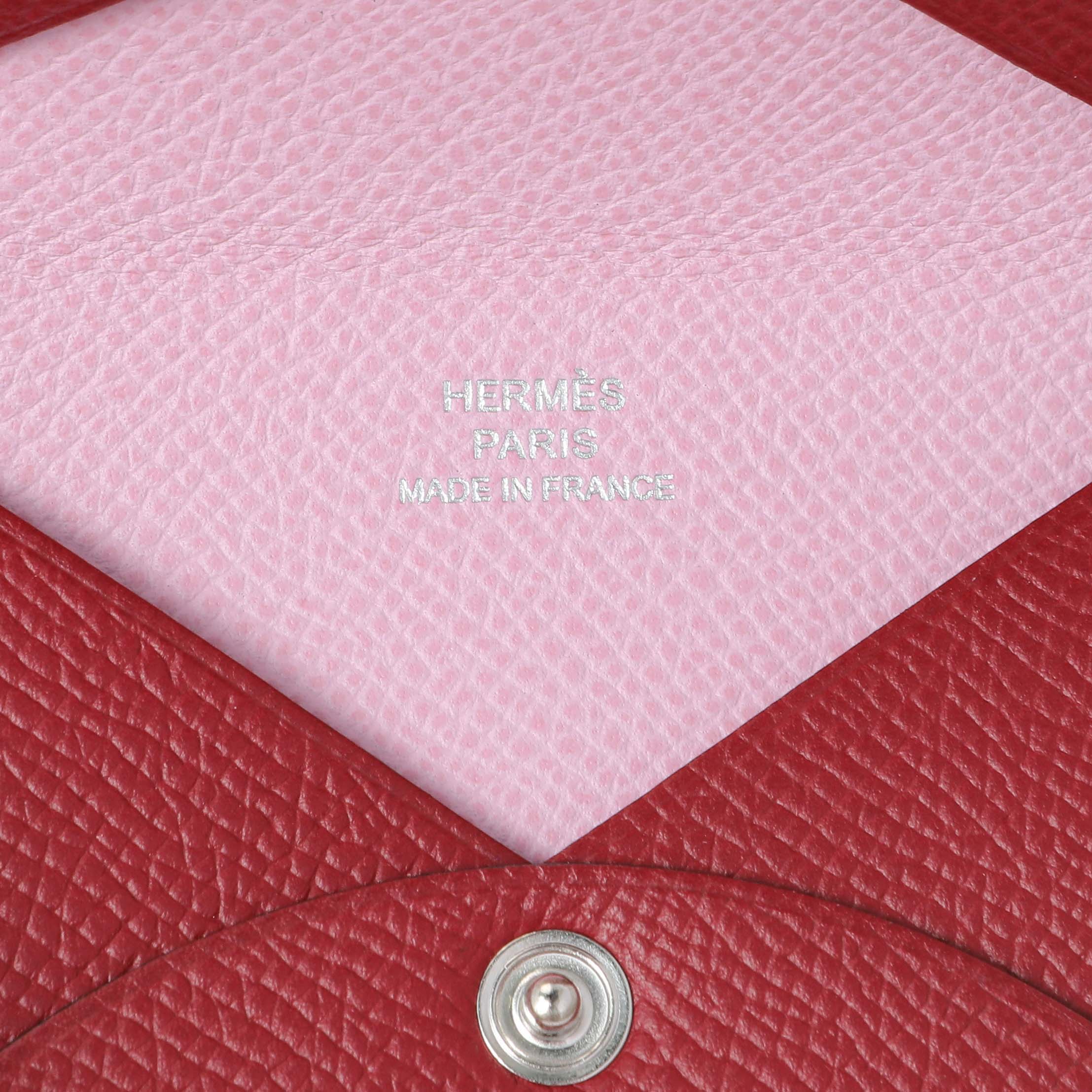 Hermes Burgundy Epsom Calvi Card Case - Image 5