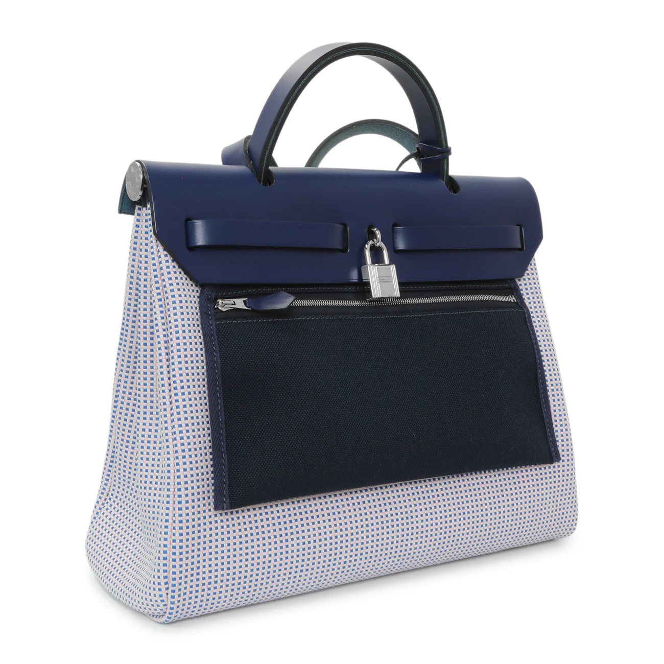 Hermes Ecru Mauve Bleu Criss Viking Vache Hunter Herbag Zip Retourne 31 PM - Image 3