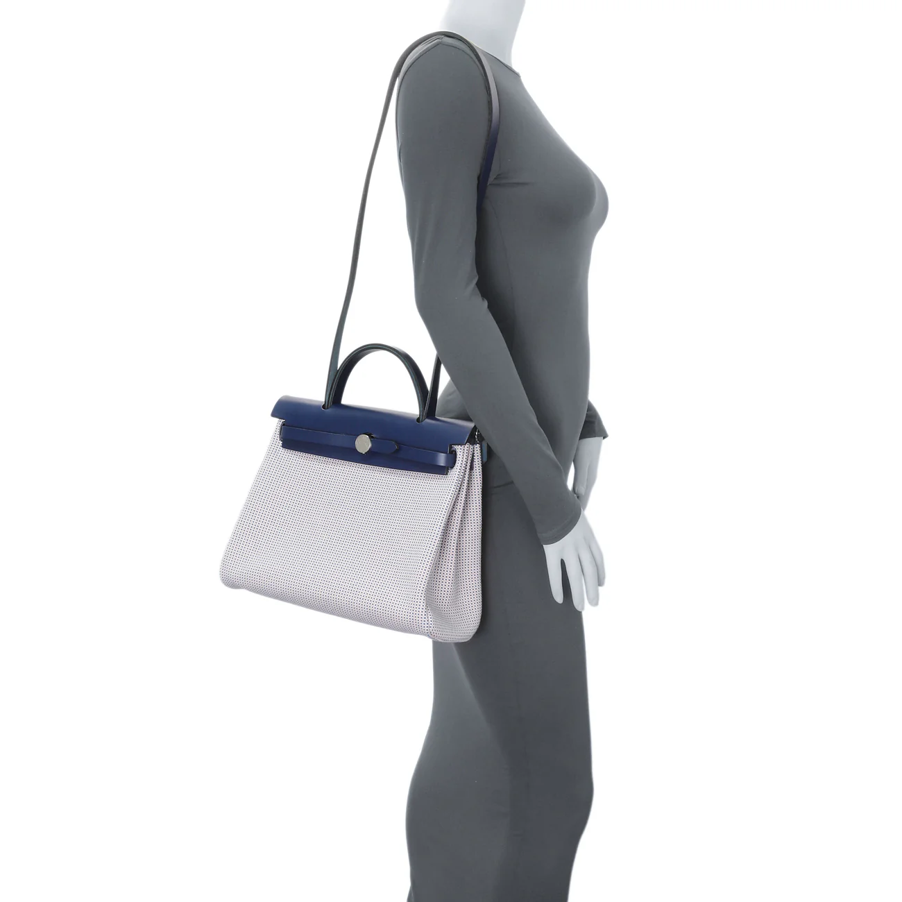 Hermes Ecru Mauve Bleu Criss Viking Vache Hunter Herbag Zip Retourne 31 PM - Image 8