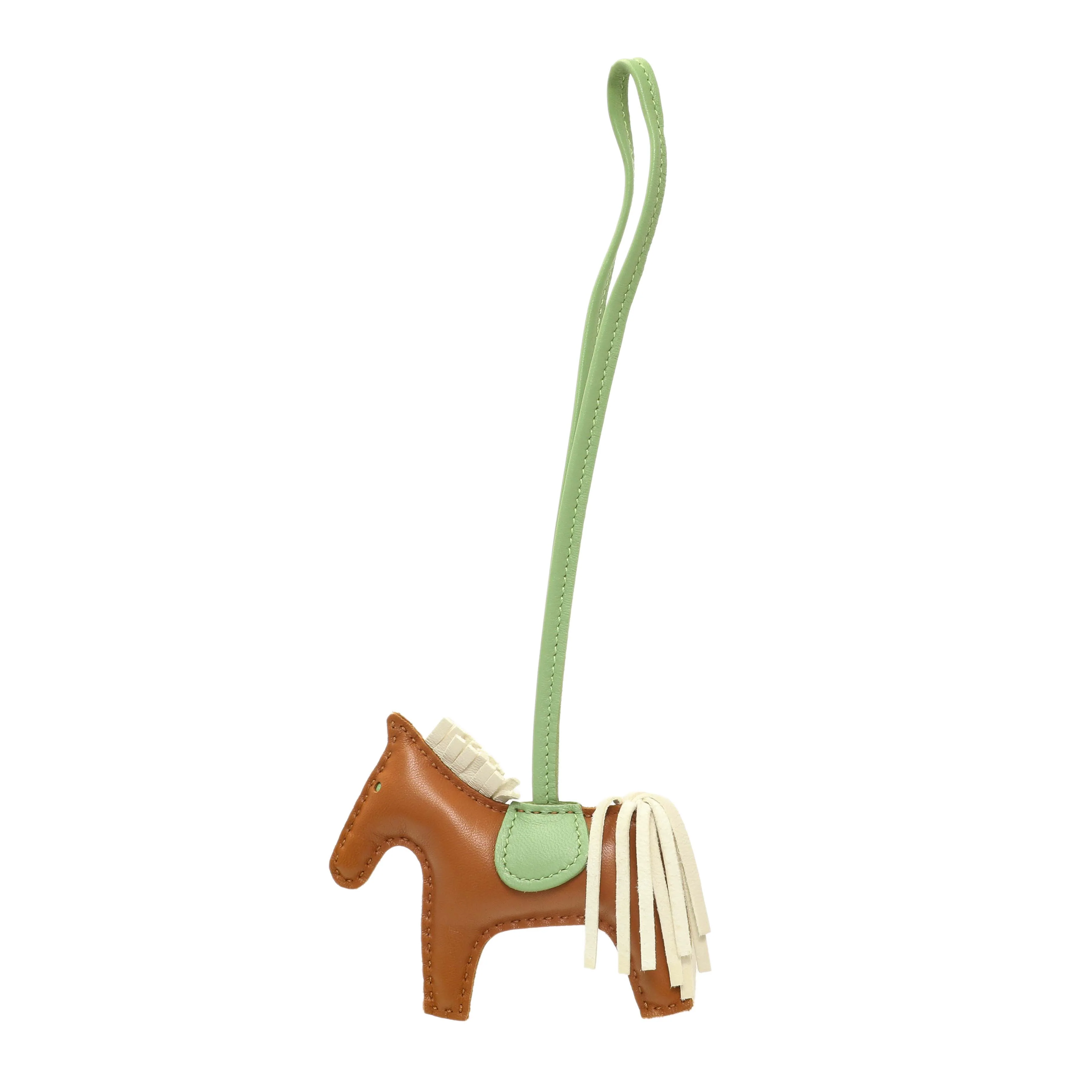 Hermes Gold Craie Vert Criquet Milo Lambskin GriGri Rodeo Horse Charm PM - Image 2