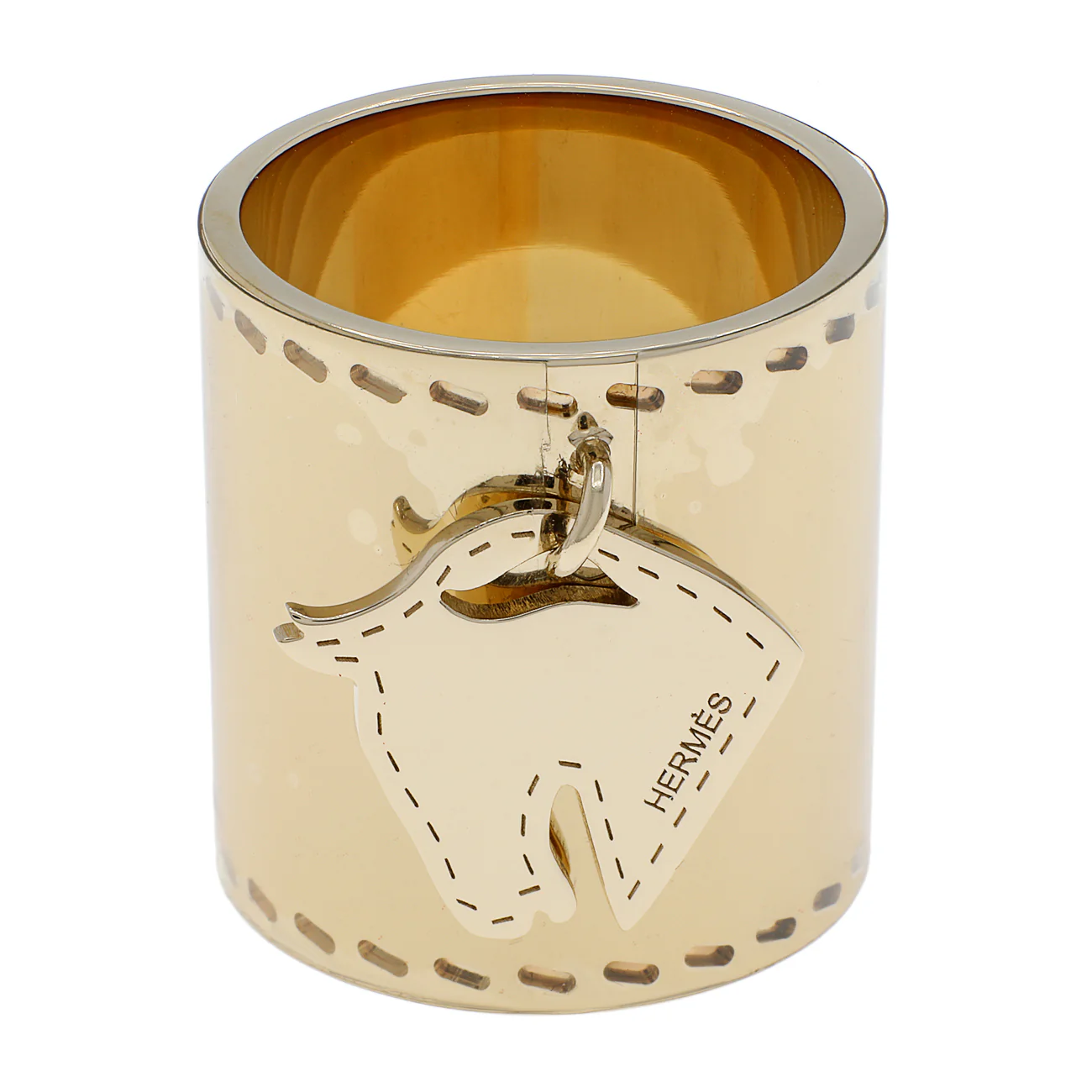 Hermes Gold Tete de Cheval Horse Charm Scarf Ring