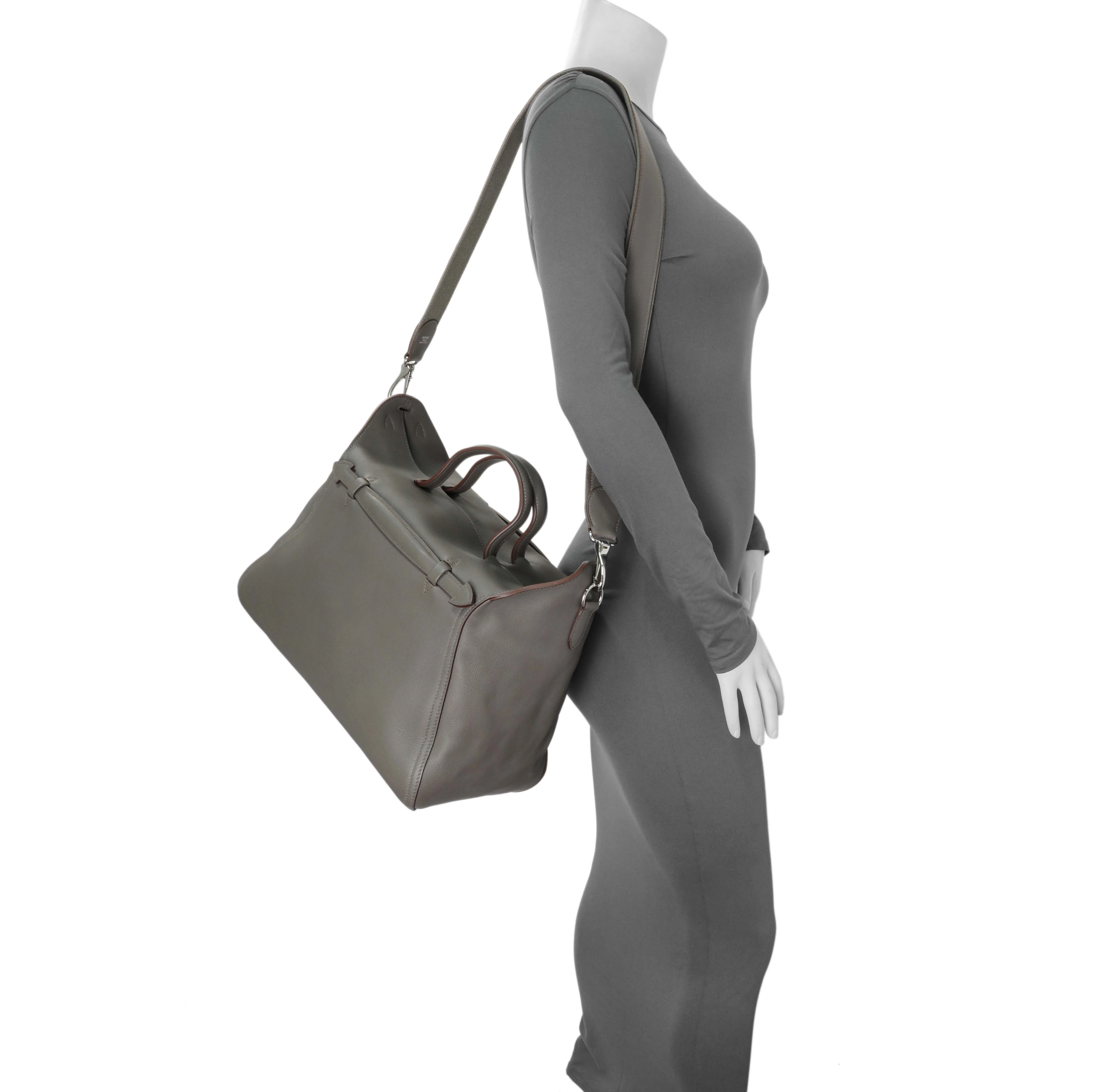 Hermes Grey Evergrain Sac Oxer w/ Strap - Image 7
