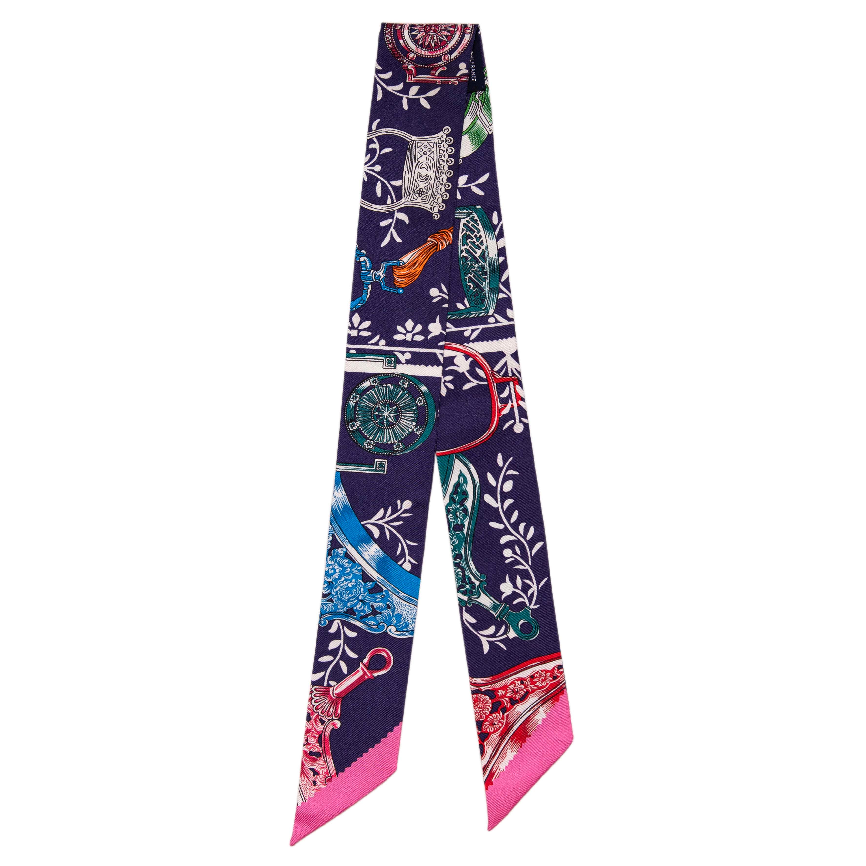 Hermes Indigo Silk Etriers Remix Twilly - Image 2