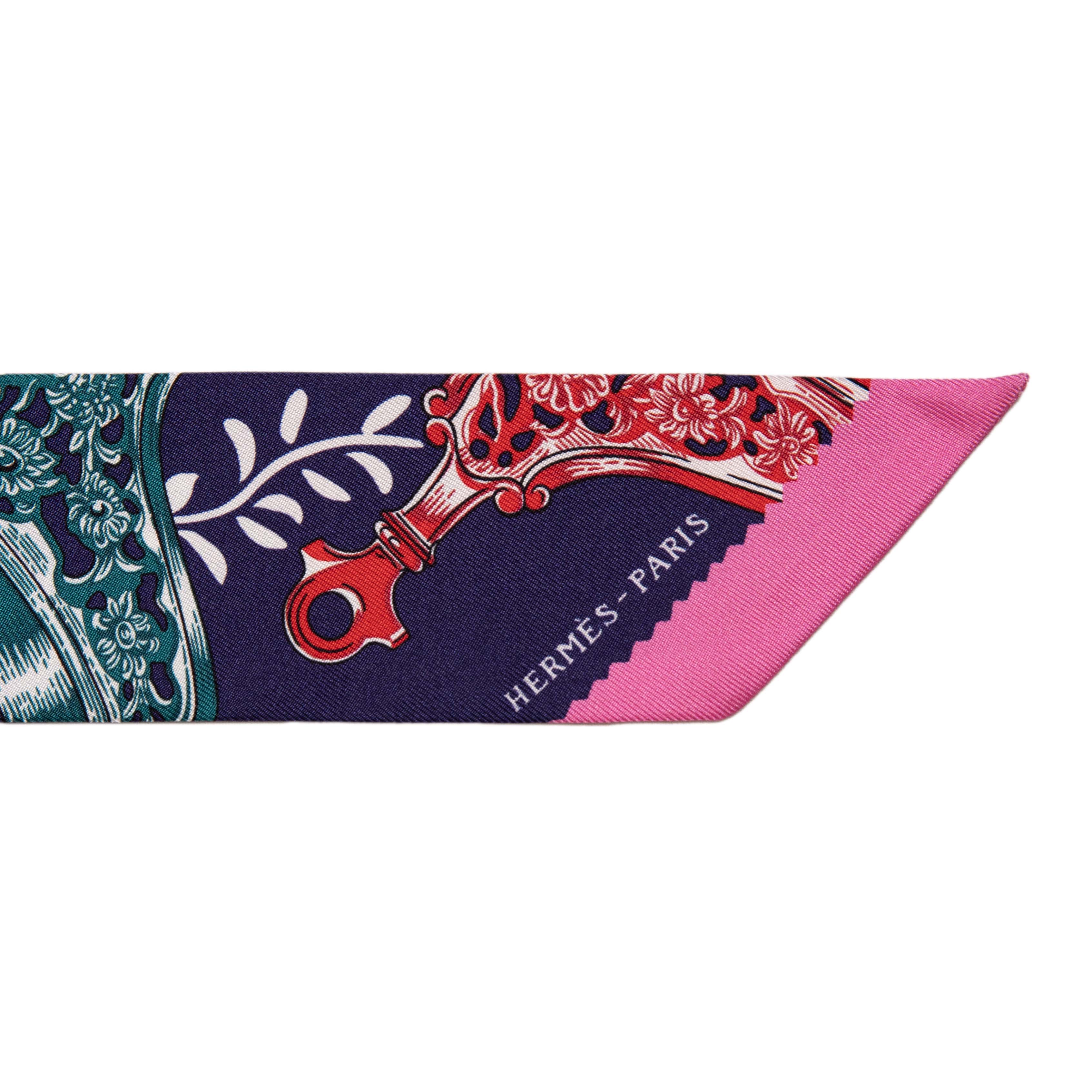 Hermes Indigo Silk Etriers Remix Twilly - Image 3