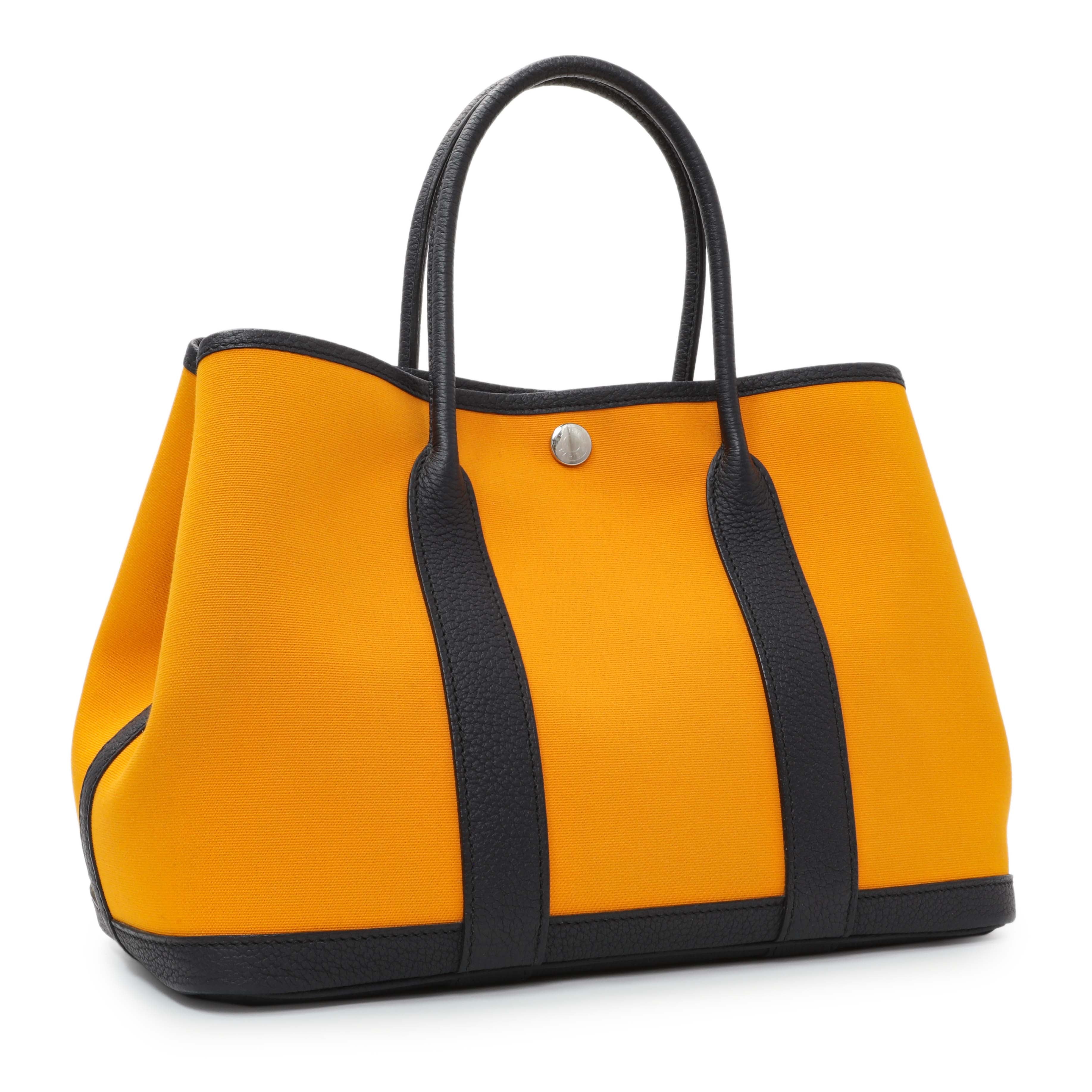 Hermes Jaune D'Or Bleu Outremer Toile Officier Negonda Garden Party 30 TPM - Image 2