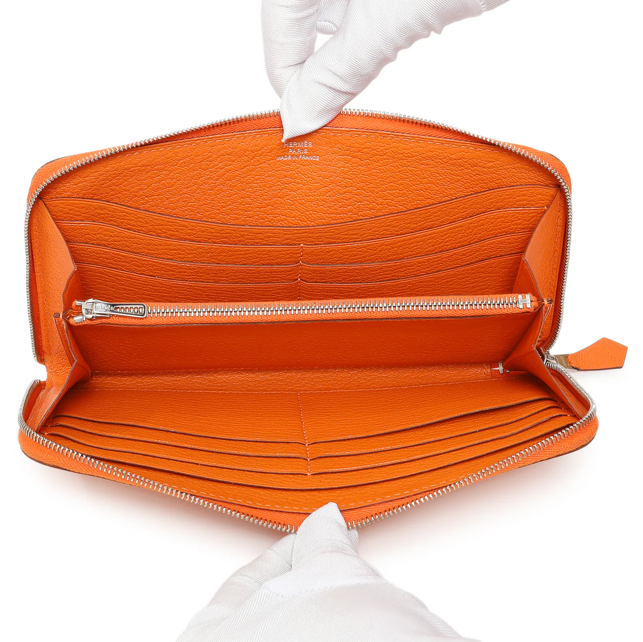 Hermes Orange Chevre Mysore Azap Wallet - Image 12