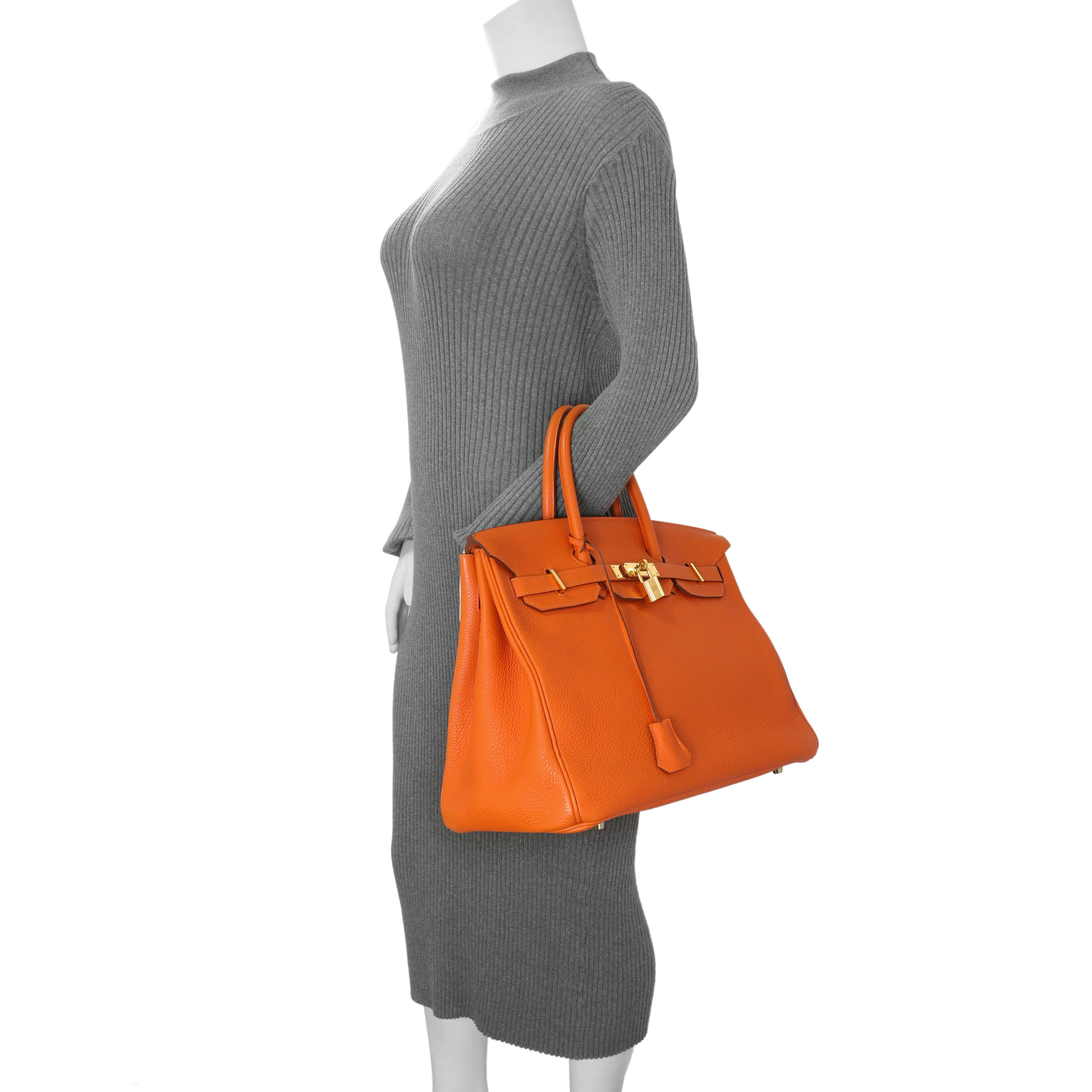 Hermes Orange Clemence Birkin 35 - Image 13