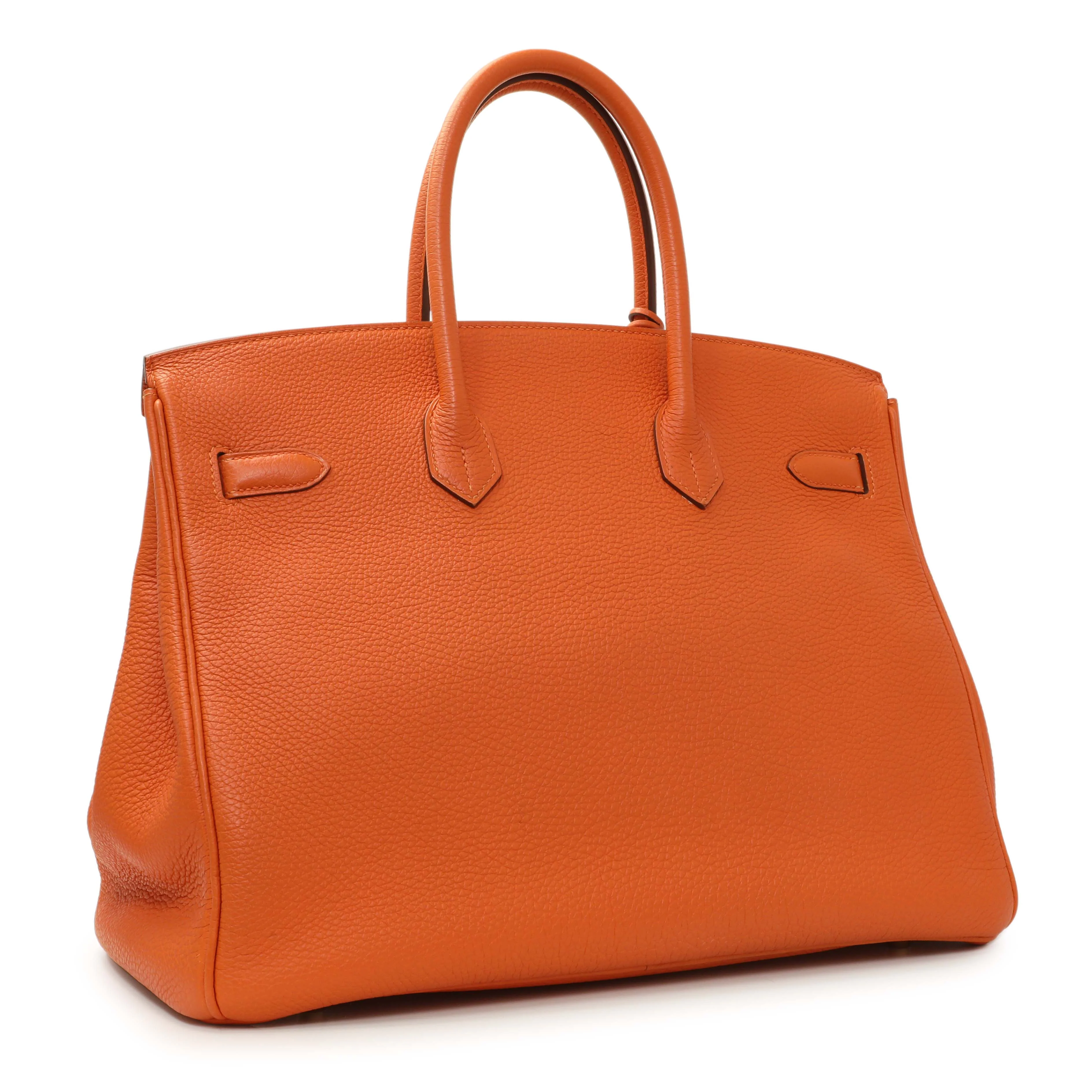 Hermes Orange Clemence Birkin 35 - Image 2