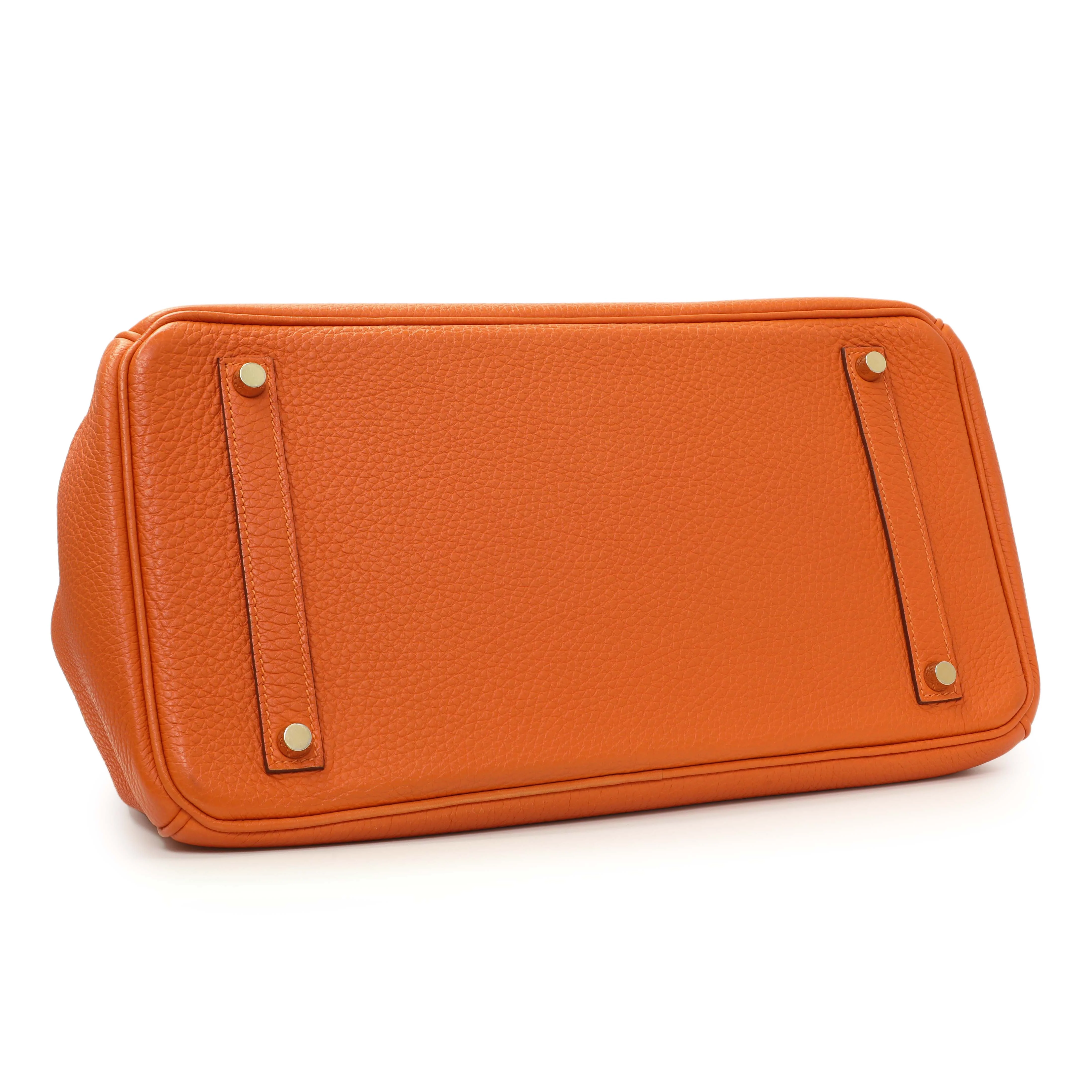 Hermes Orange Clemence Birkin 35 - Image 3