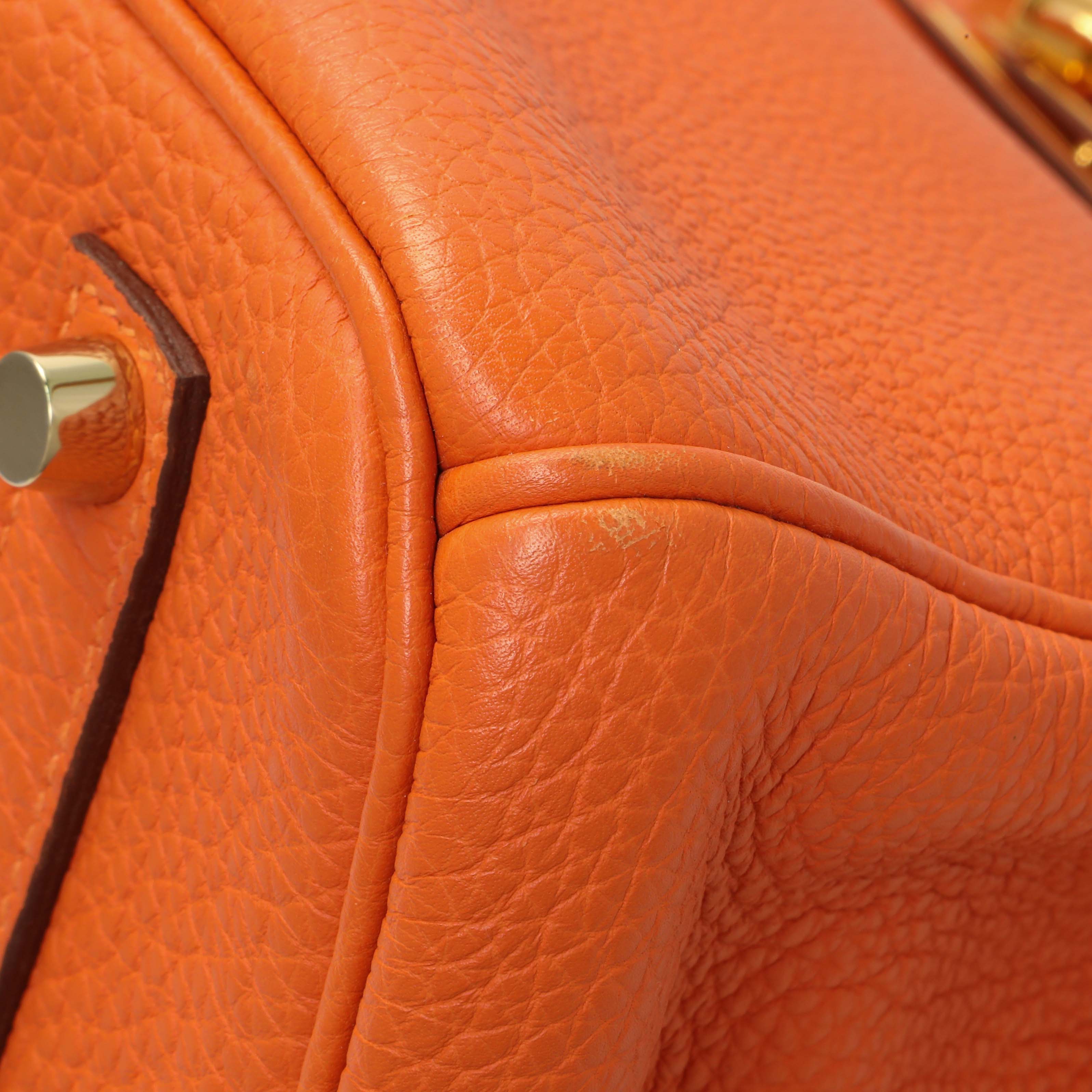 Hermes Orange Clemence Birkin 35 - Image 5
