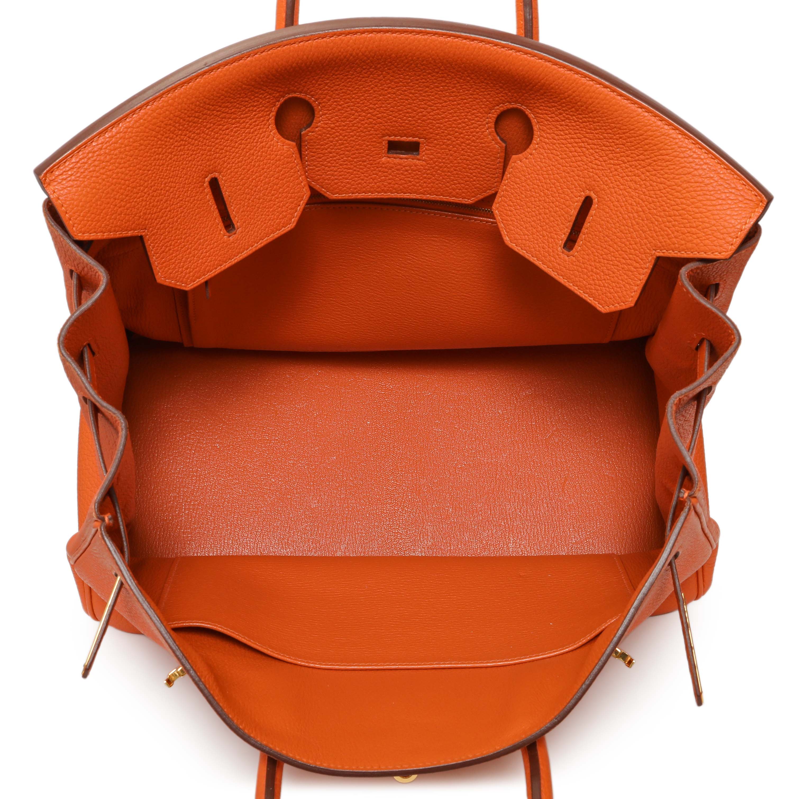 Hermes Orange Clemence Birkin 35 - Image 8