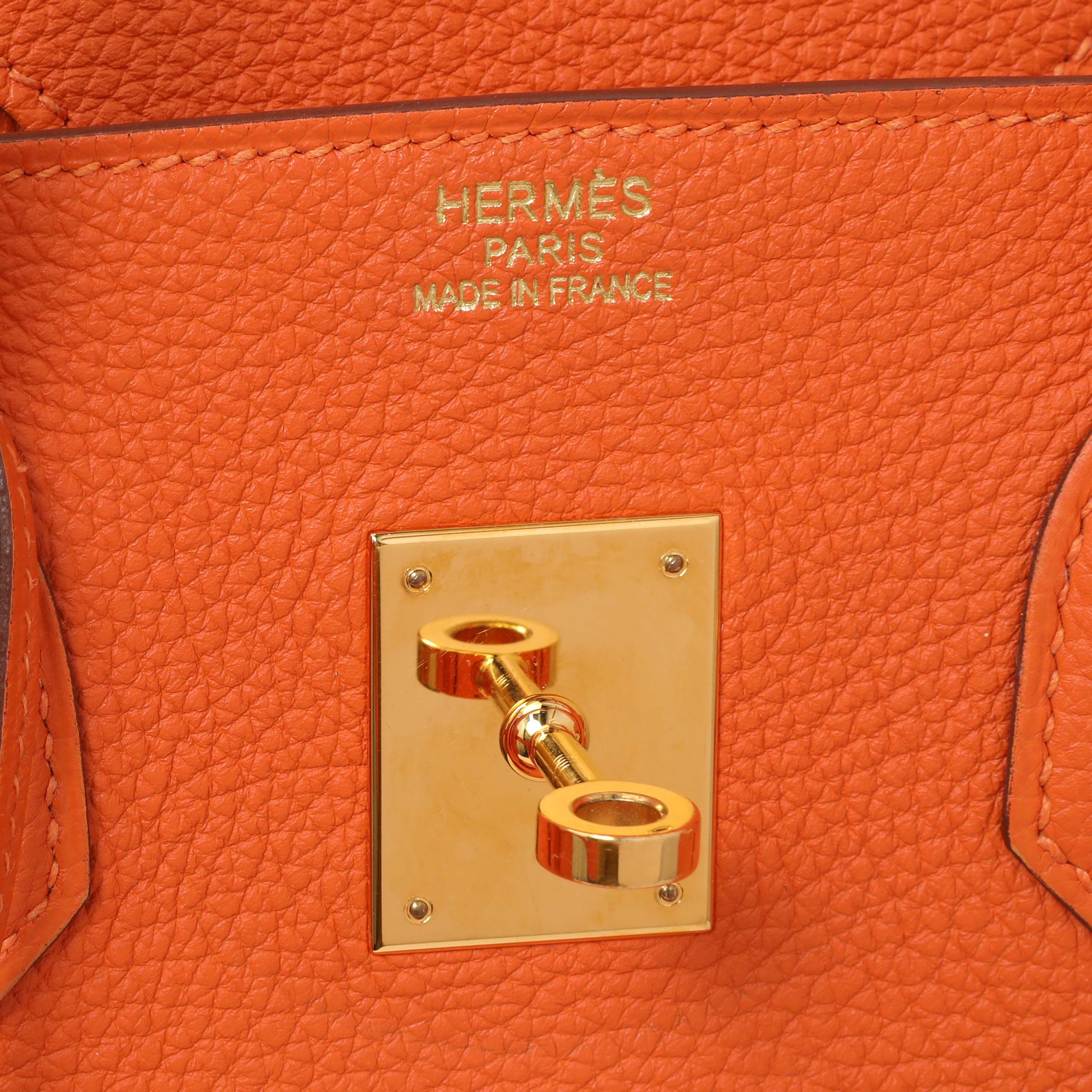 Hermes Orange Clemence Birkin 35 - Image 9