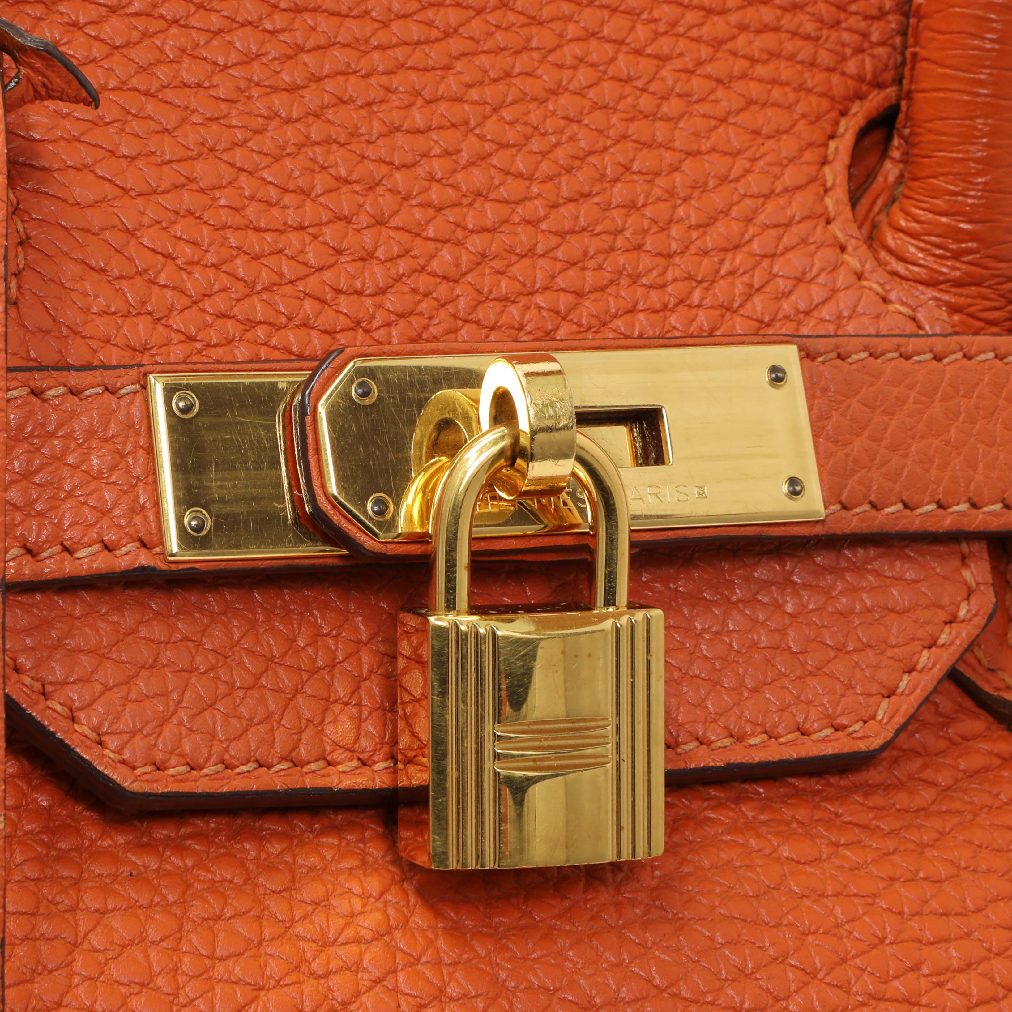 Hermes Orange Clemence Birkin 35 - Image 11