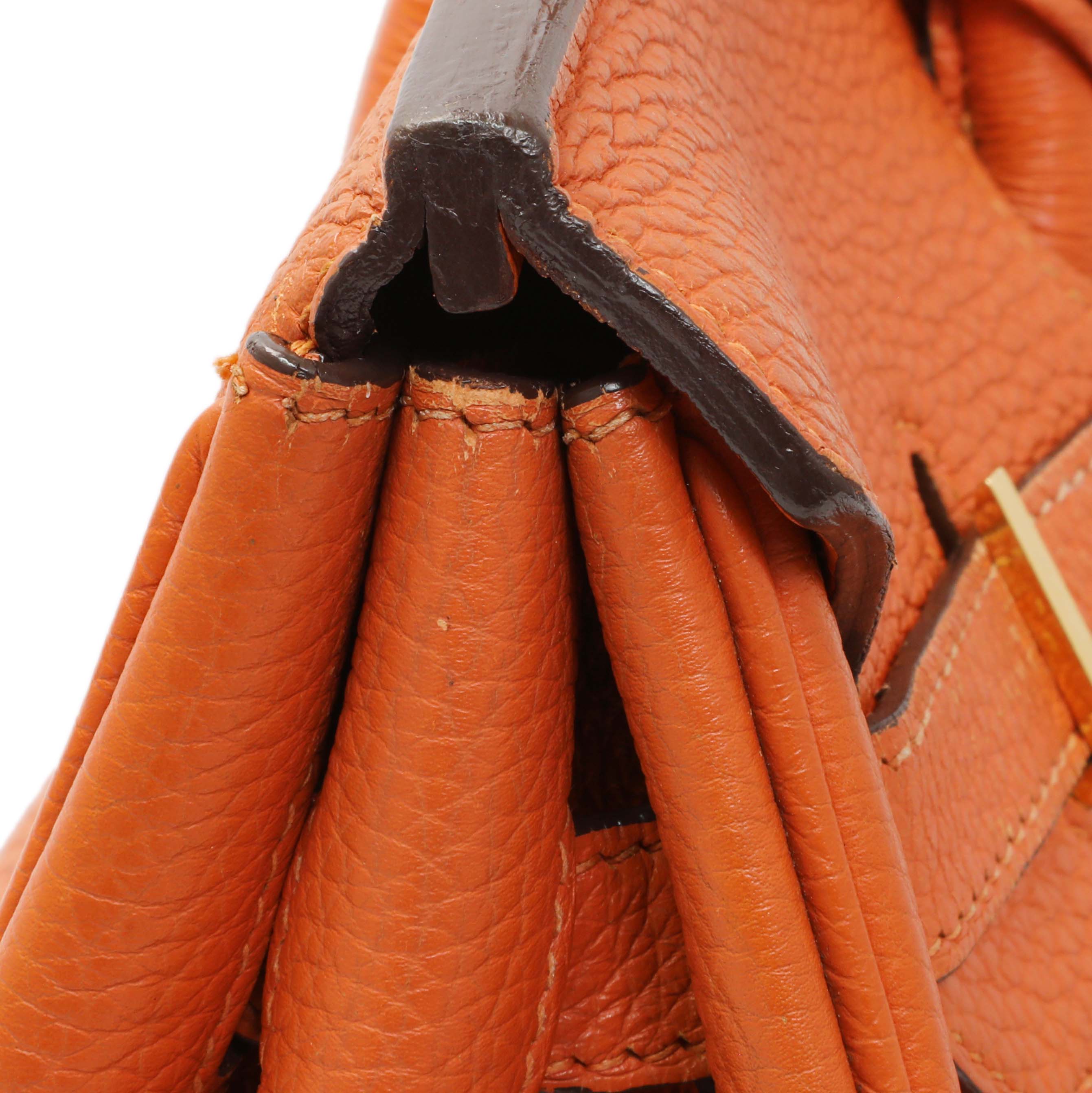 Hermes Orange Clemence Birkin 35 - Image 13