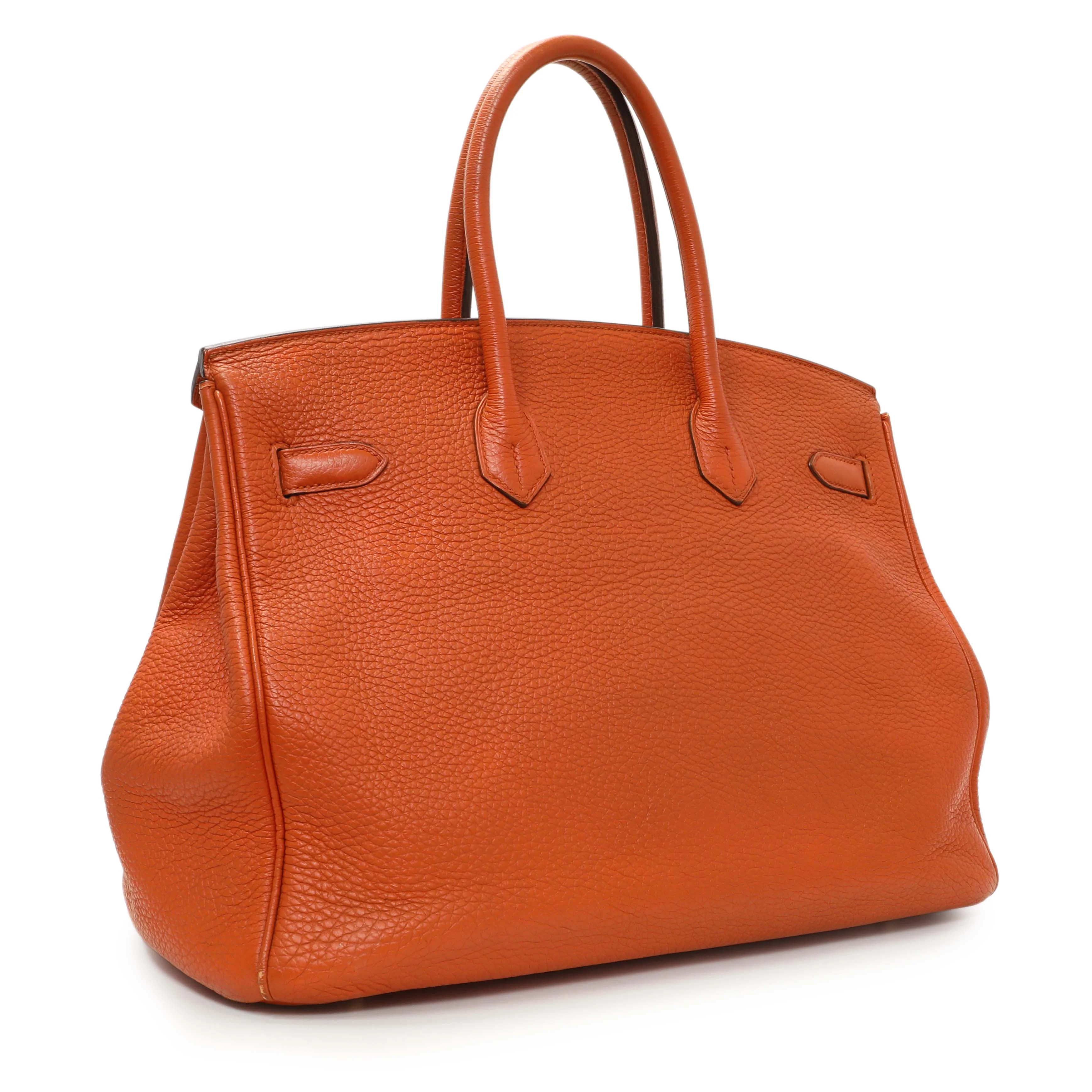 Hermes Orange Clemence Birkin 35 - Image 2