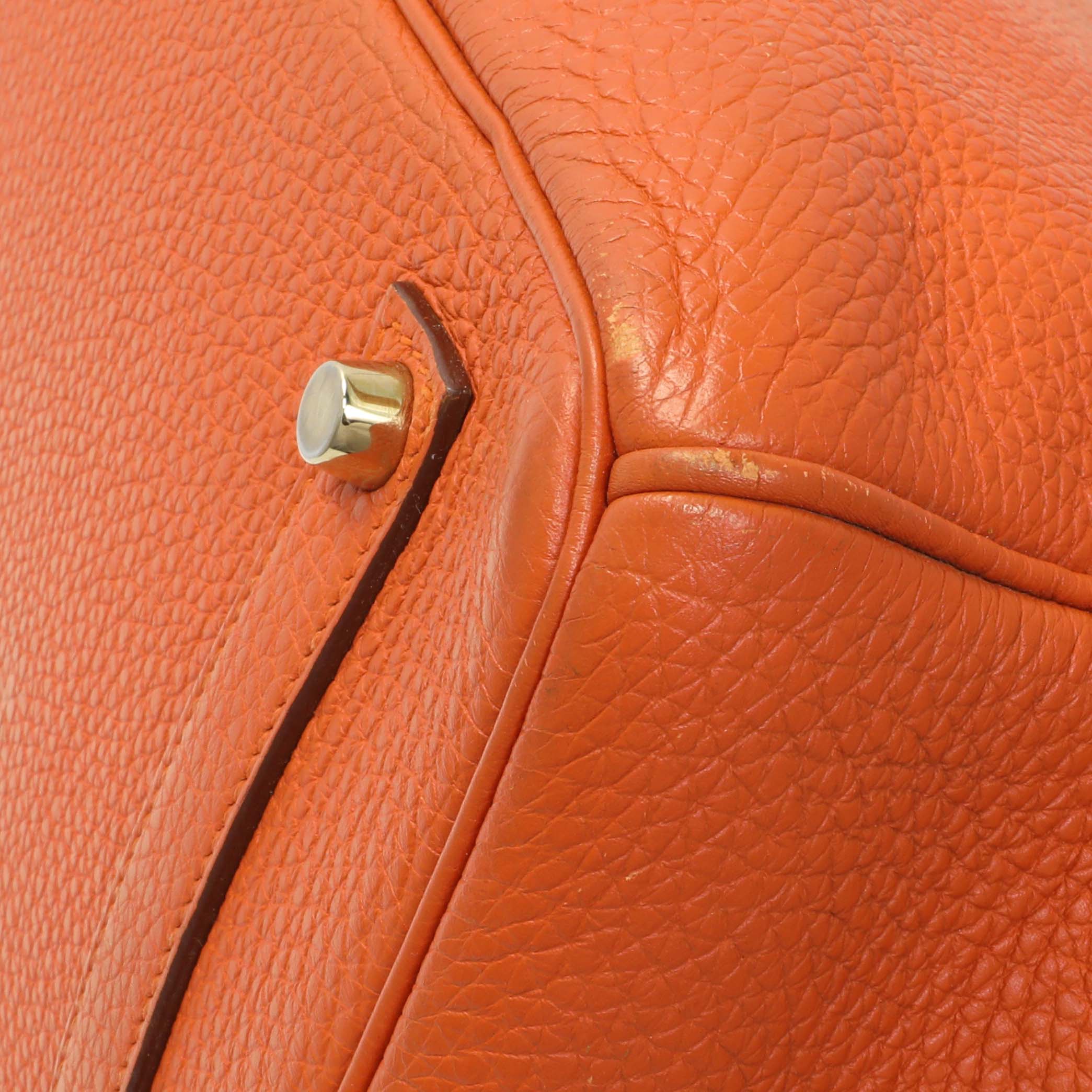 Hermes Orange Clemence Birkin 35 - Image 5