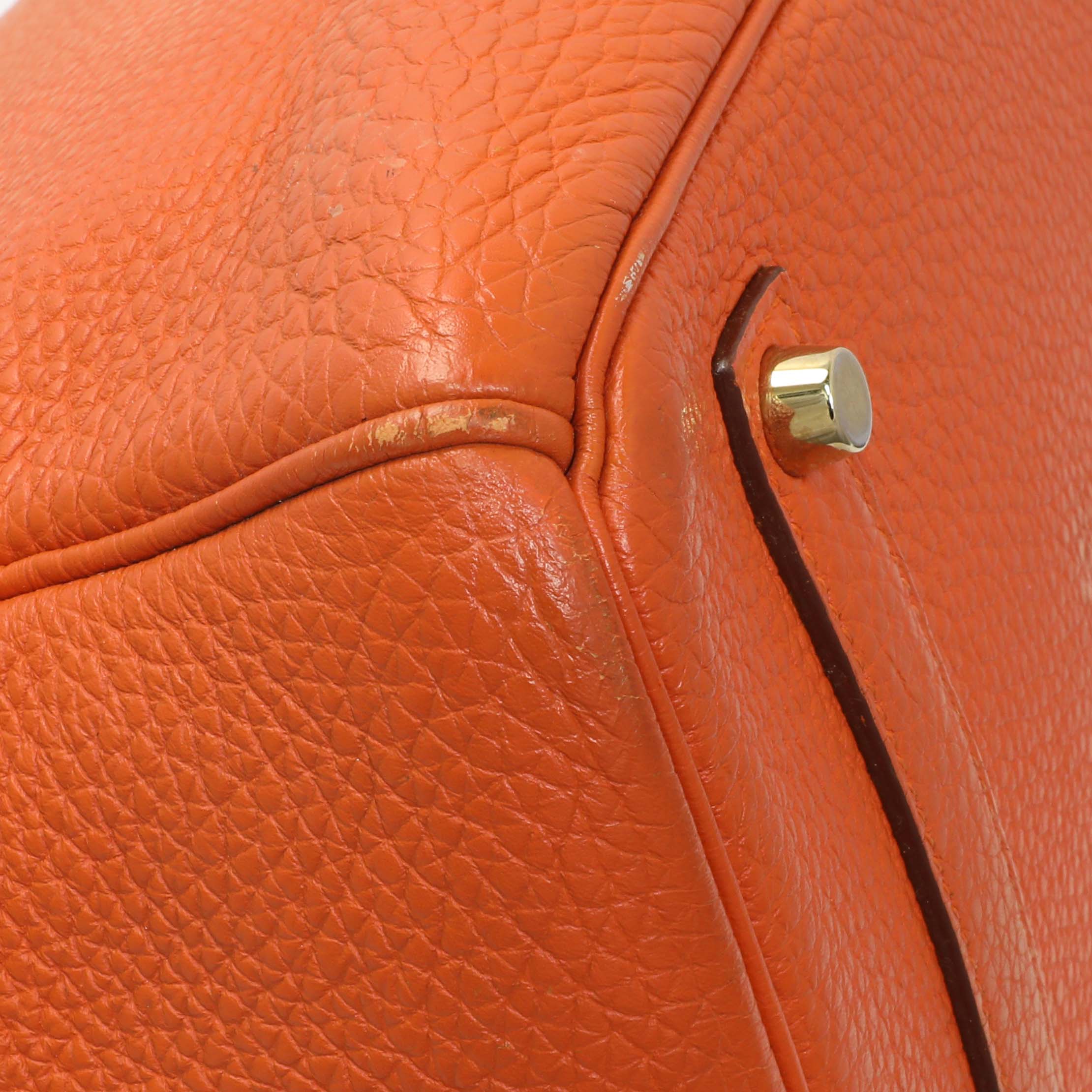 Hermes Orange Clemence Birkin 35 - Image 6