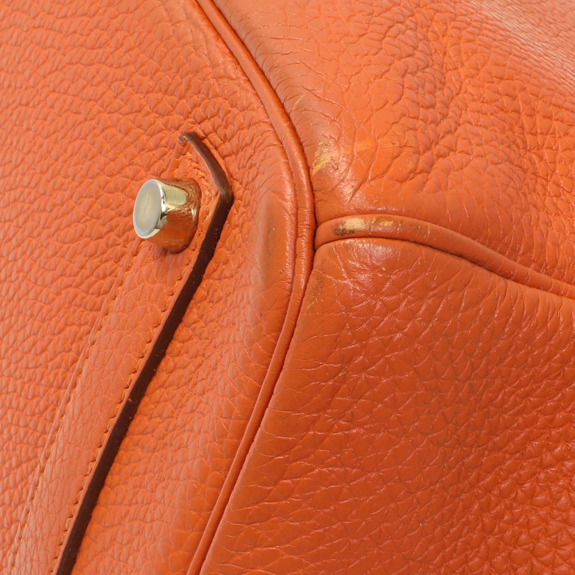 Hermes Orange Clemence Birkin 35 - Image 7