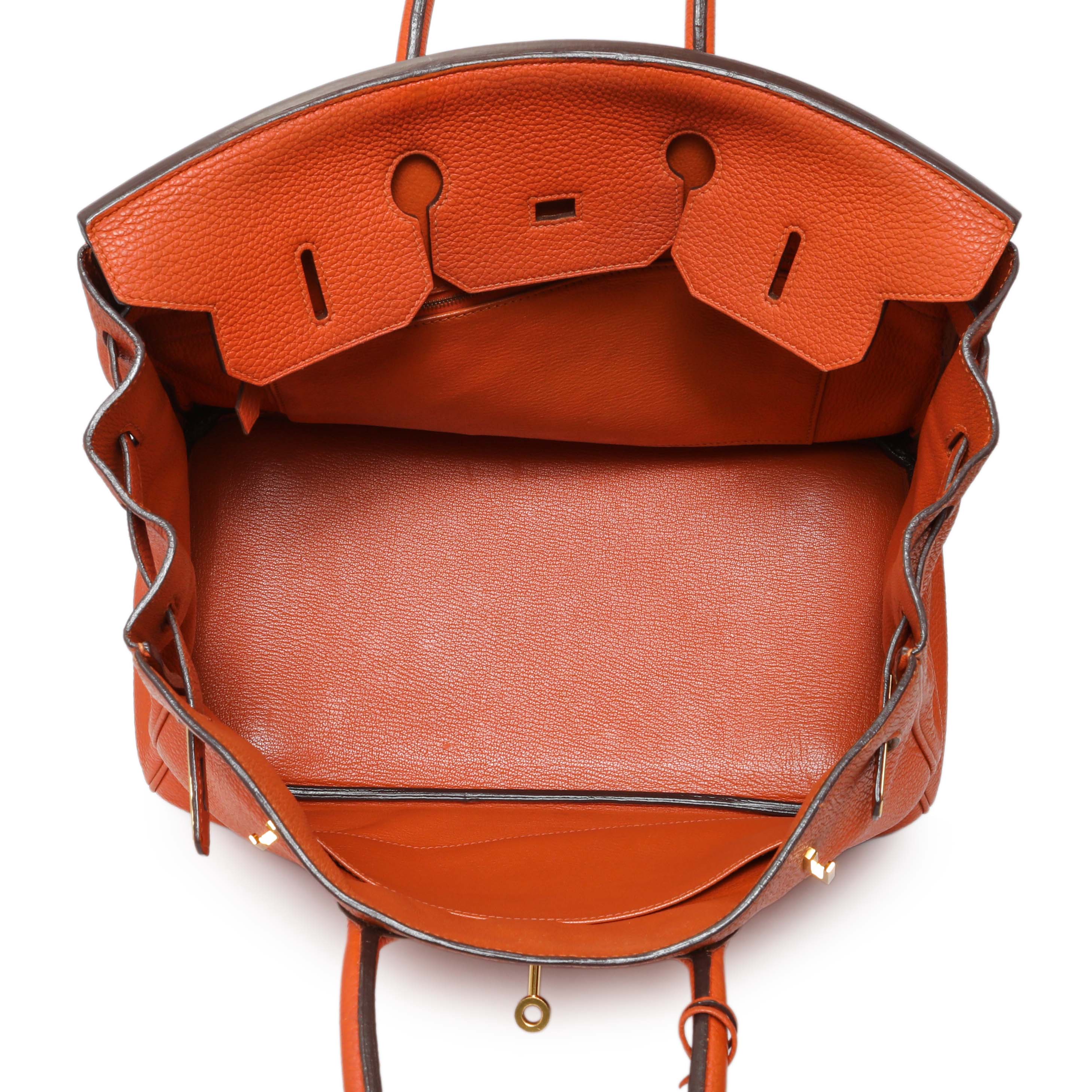 Hermes Orange Clemence Birkin 35 - Image 8