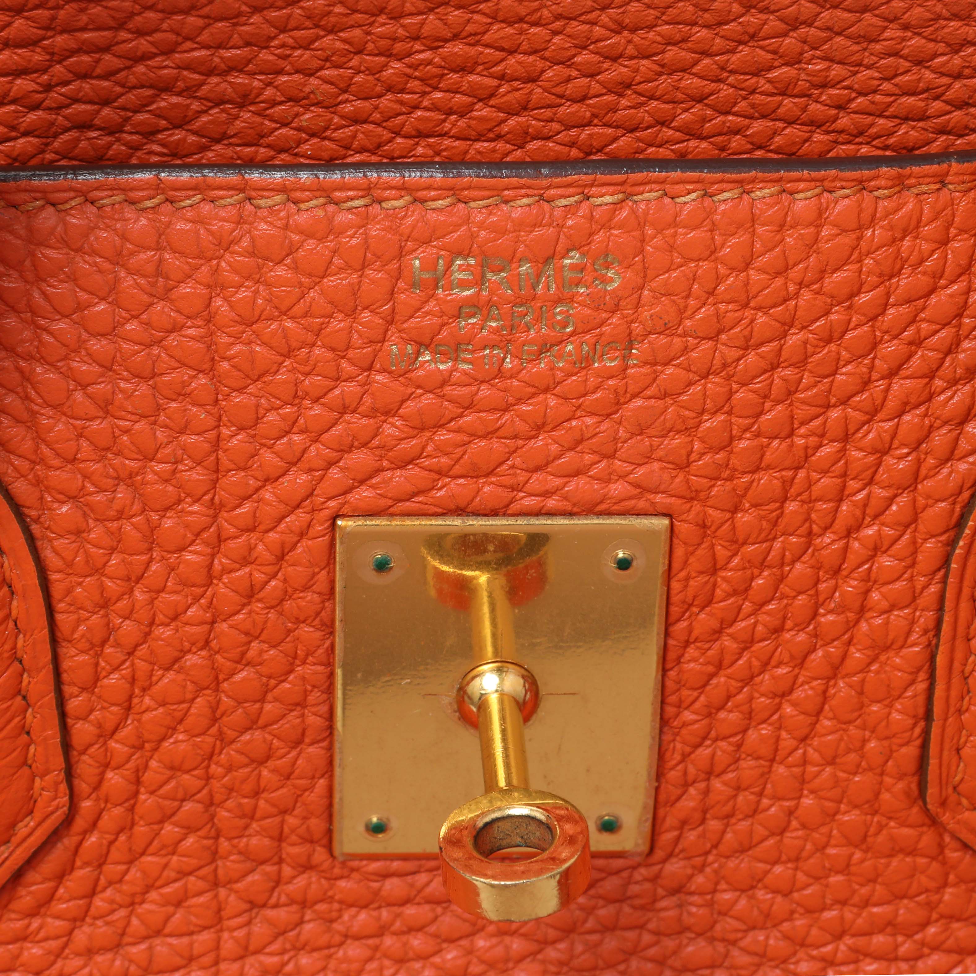 Hermes Orange Clemence Birkin 35 - Image 9