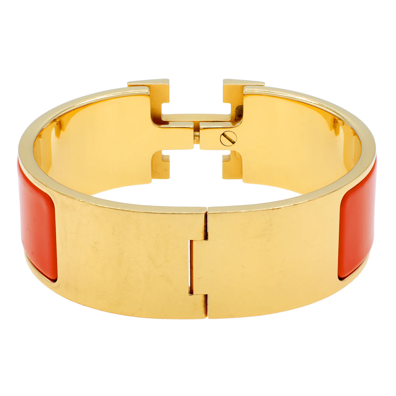 Hermes Orange Enamel Clic Clac H Bracelet - Image 2